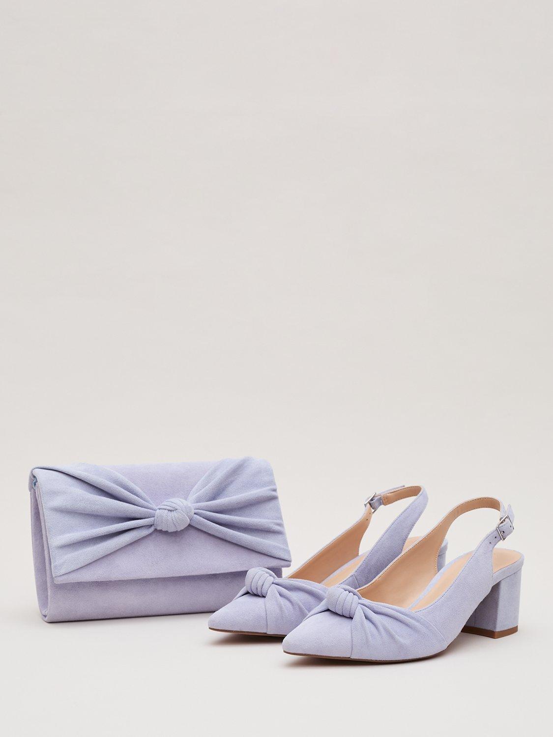 Product image 5 of 8, which shows Phase Eight Knot Suede Clutch Bag, Blue