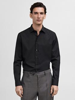 Mango Emeritol Cotton Long Sleeve Shirt, Black, Black