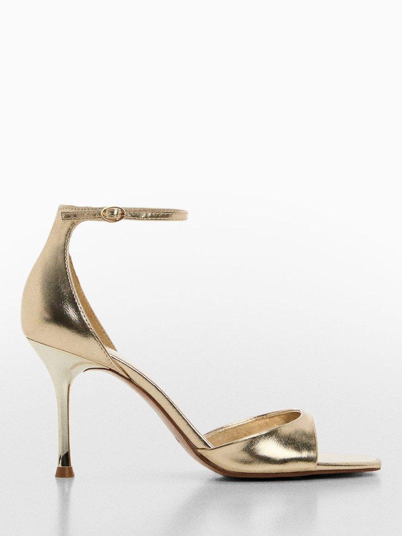 Mango Olen Metallic Heeled Sandals, Gold