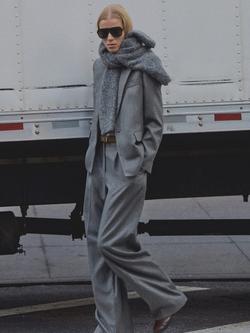 Mango Norway Stripe Wool Blend Blazer, Grey, Grey