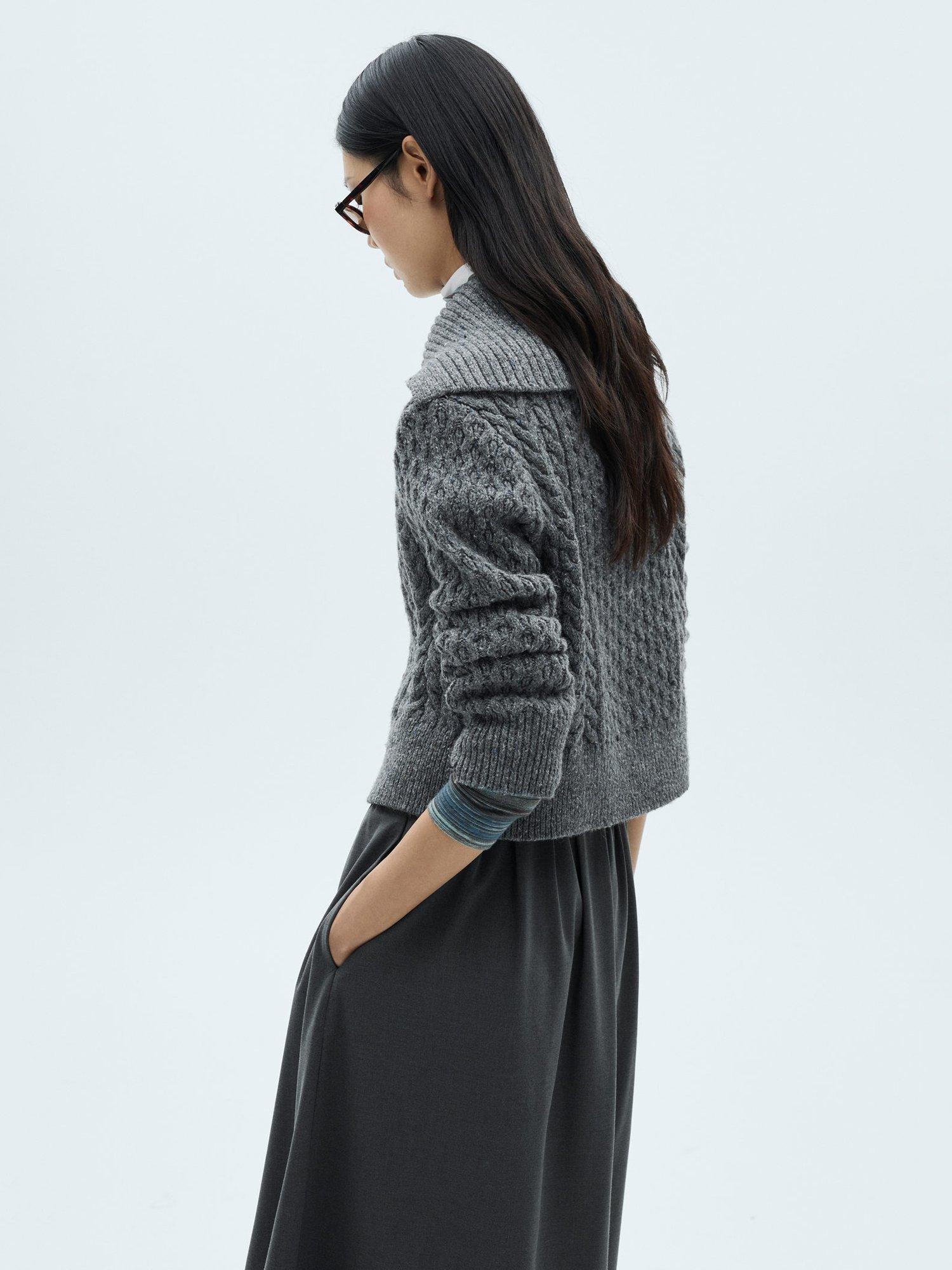 Product image 4 of 8, which shows Mango Trenzon Cale Knit Cardigan, Grey, S