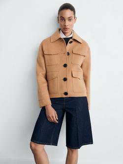 Mango Anna Wool Blend Jacket, Medium Brown, Medium Brown