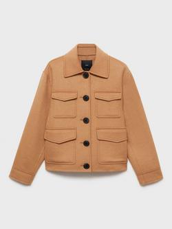 Mango Anna Wool Blend Jacket, Medium Brown - view 2, Medium Brown