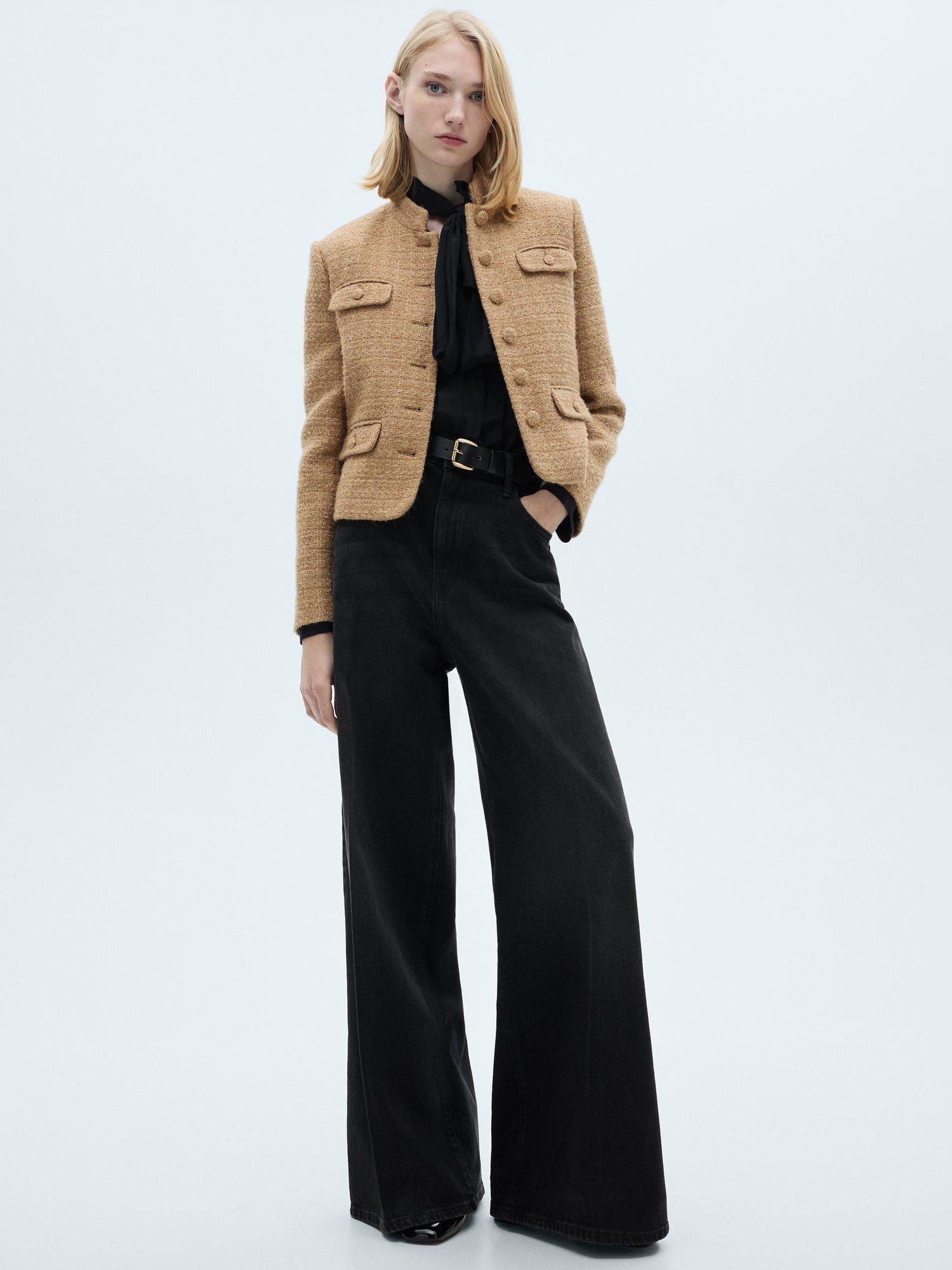 Product image 2 of 6, which shows Mango Lahti Tweed Boxy Jacket, Medium Brown, XXS
