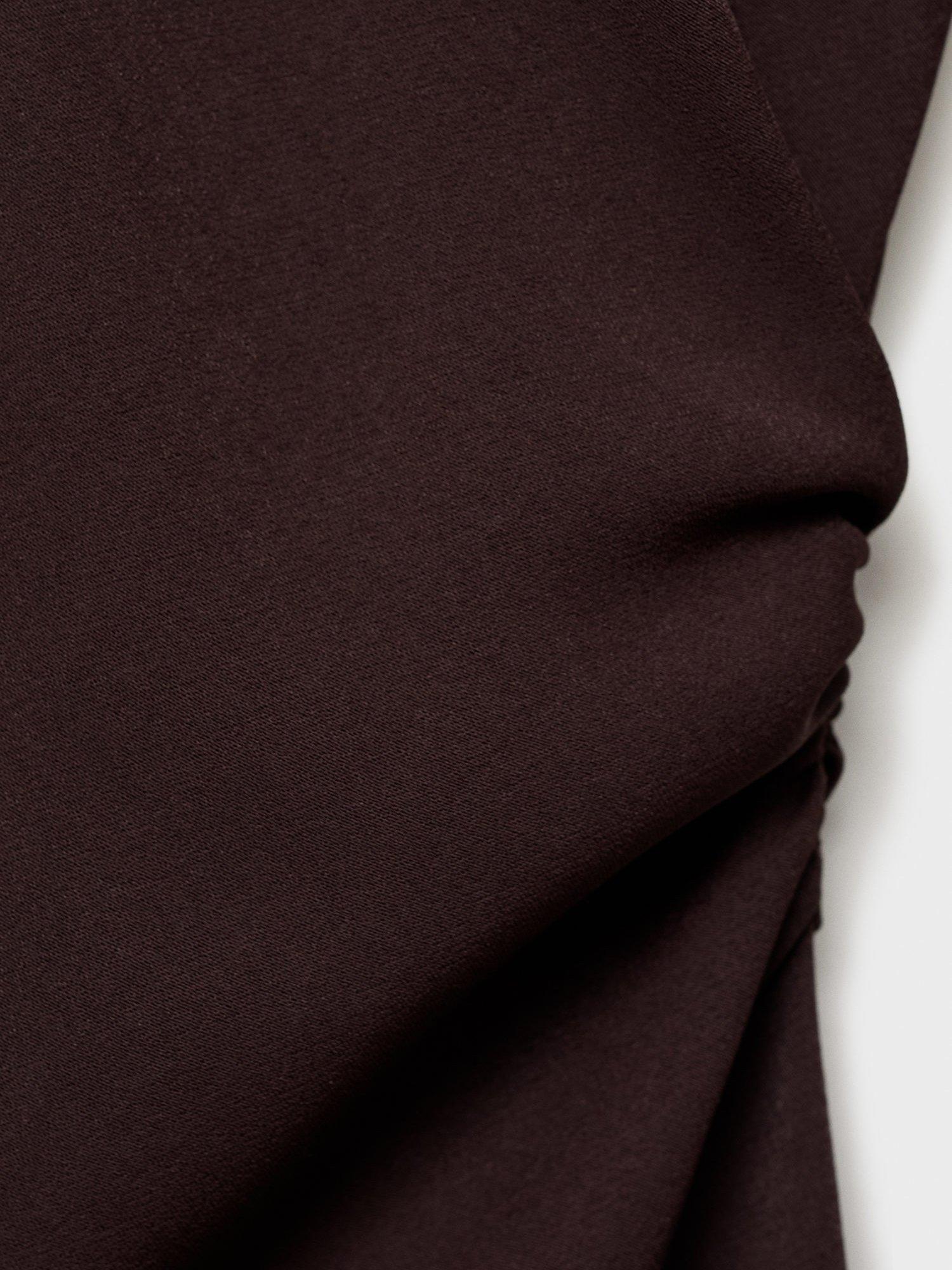 Product image 7 of 7, which shows Mango Gala Drape Dress, Brown, 10