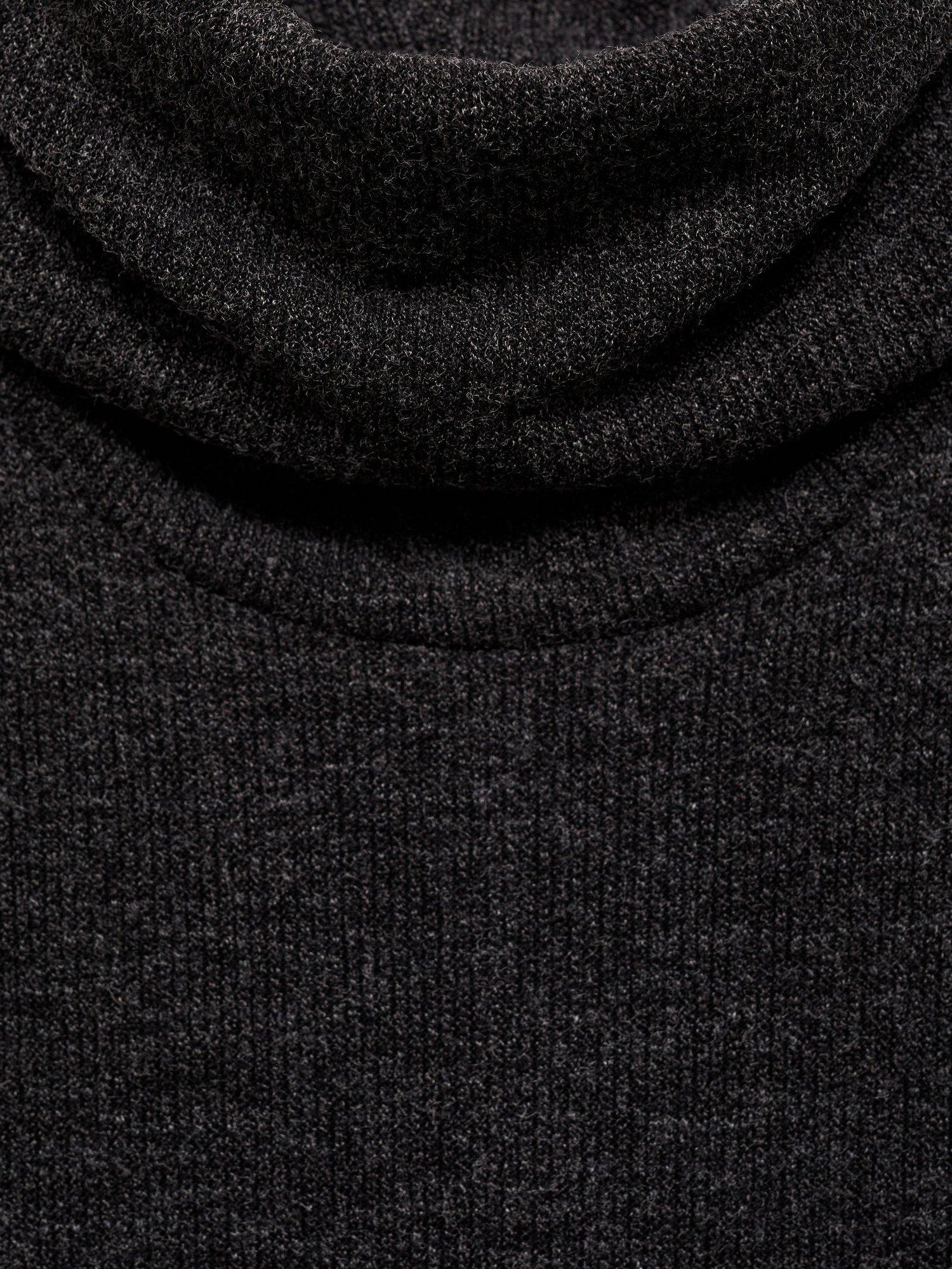 Product image 7 of 7, which shows Mango Gino Roll Neck Fitted Jumper Dress, Charcoal, 12