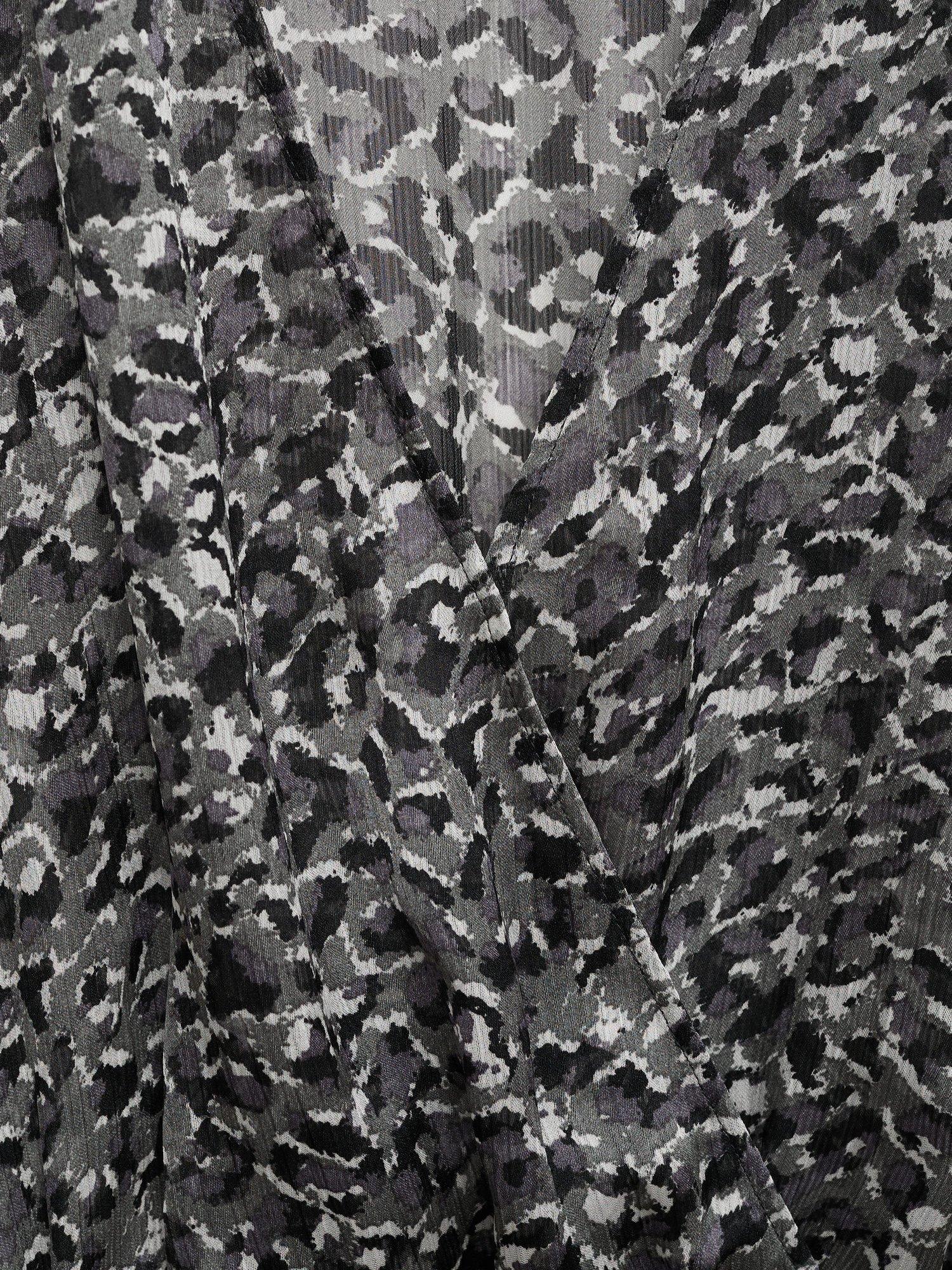 Product image 7 of 7, which shows Mango Leopard Ruffle Mini Dress, Black, 4