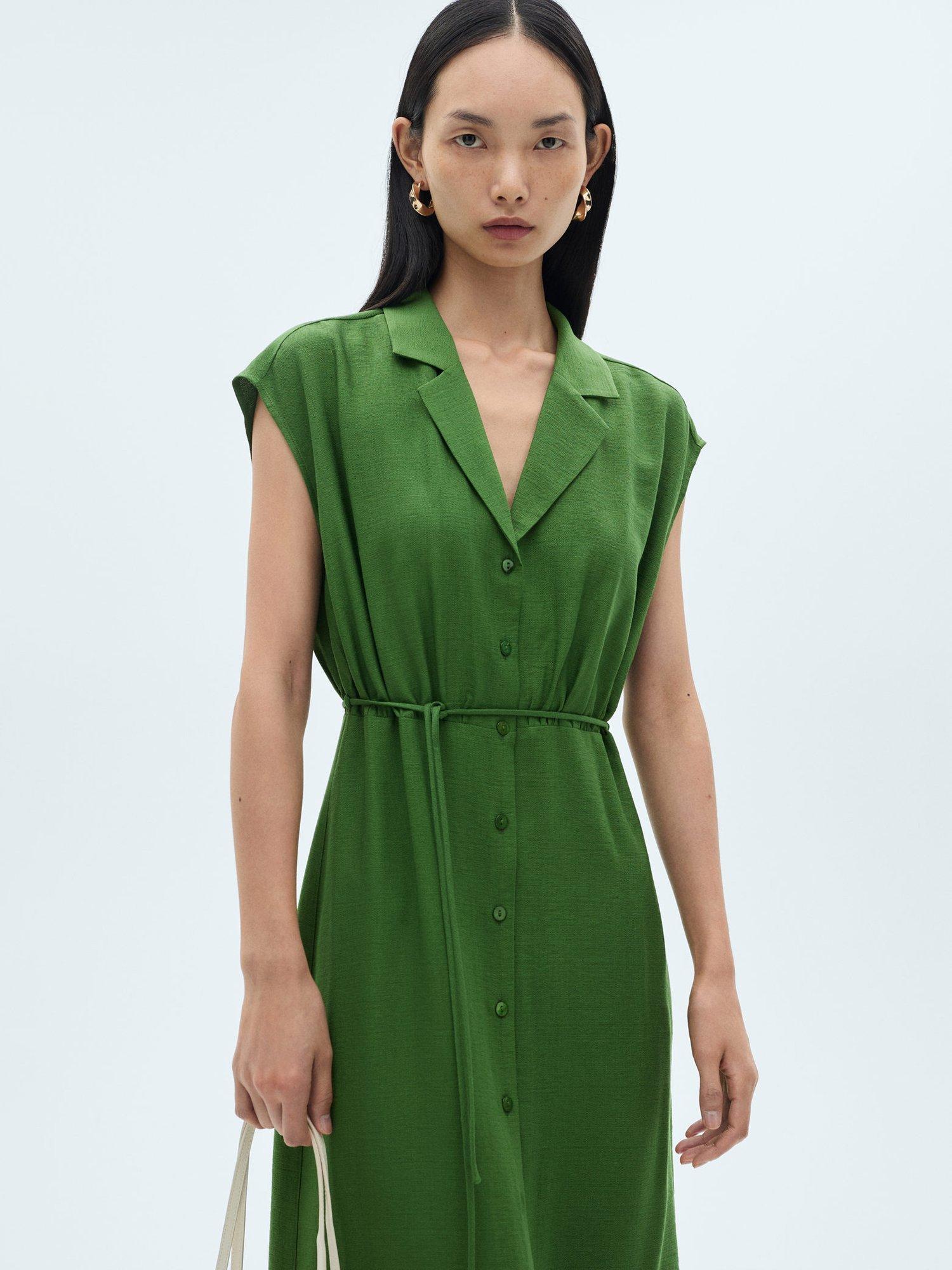 Mango Noodle Shirt Dress, Green