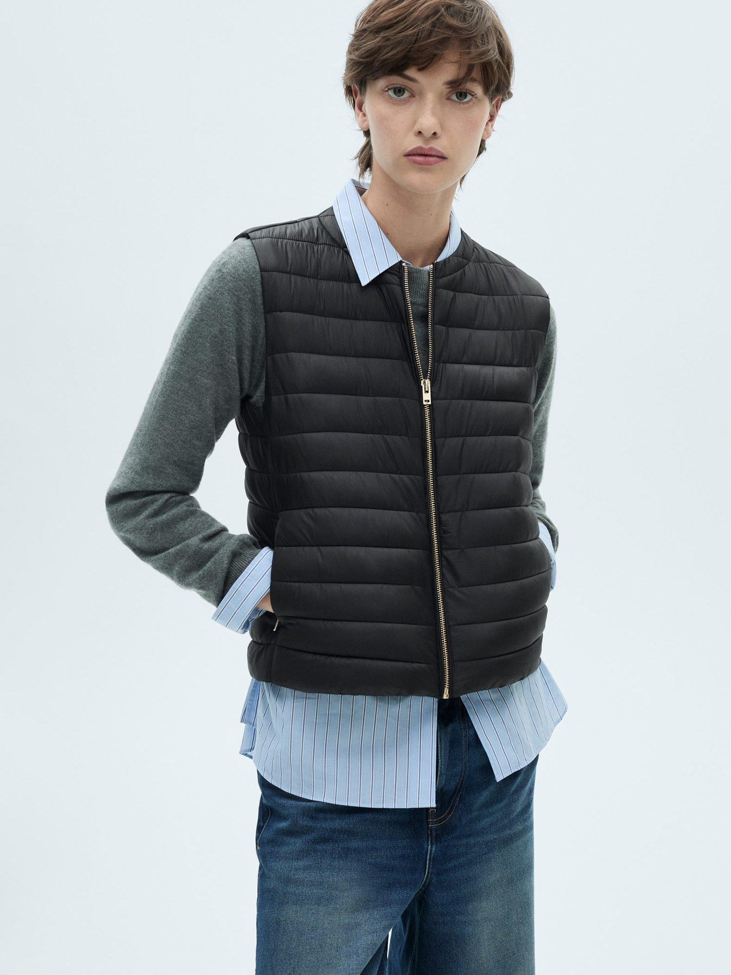 Product image 1 of 7, which shows Mango Blanvest Water Repellent Quilted Gilet, Black, 4XL