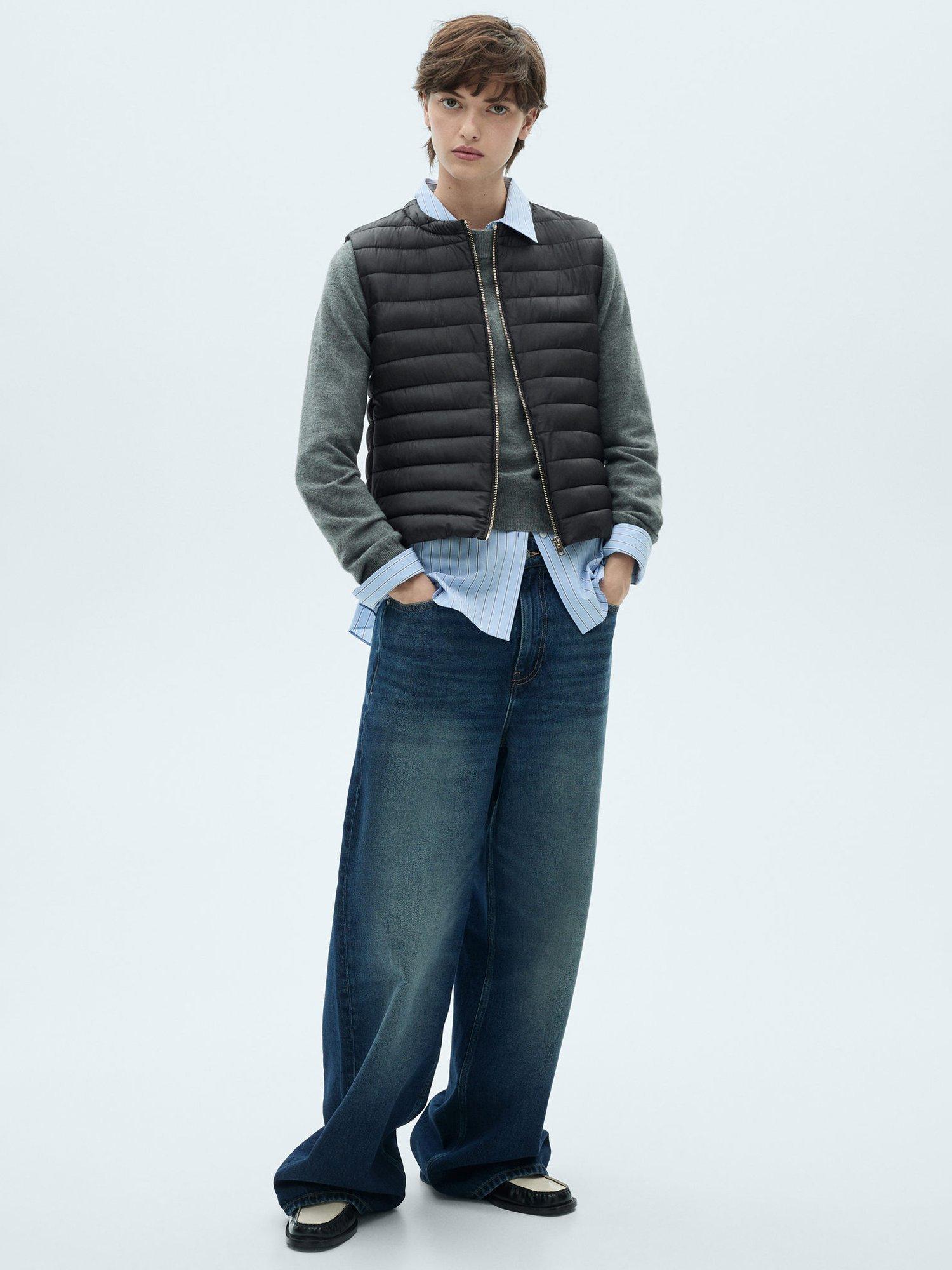 Product image 2 of 7, which shows Mango Blanvest Water Repellent Quilted Gilet, Black, 4XL