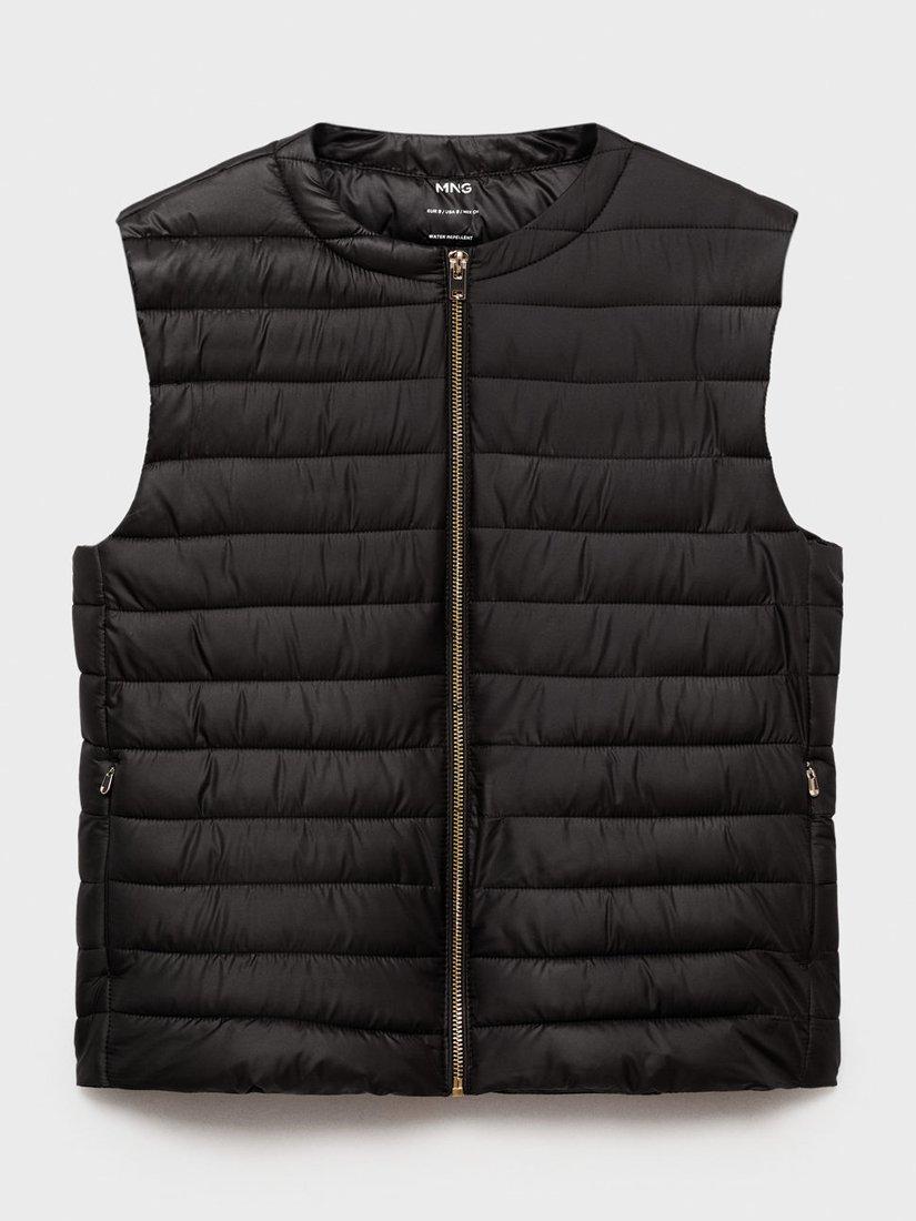 Product image 3 of 7, which shows Mango Blanvest Water Repellent Quilted Gilet, Black, 4XL
