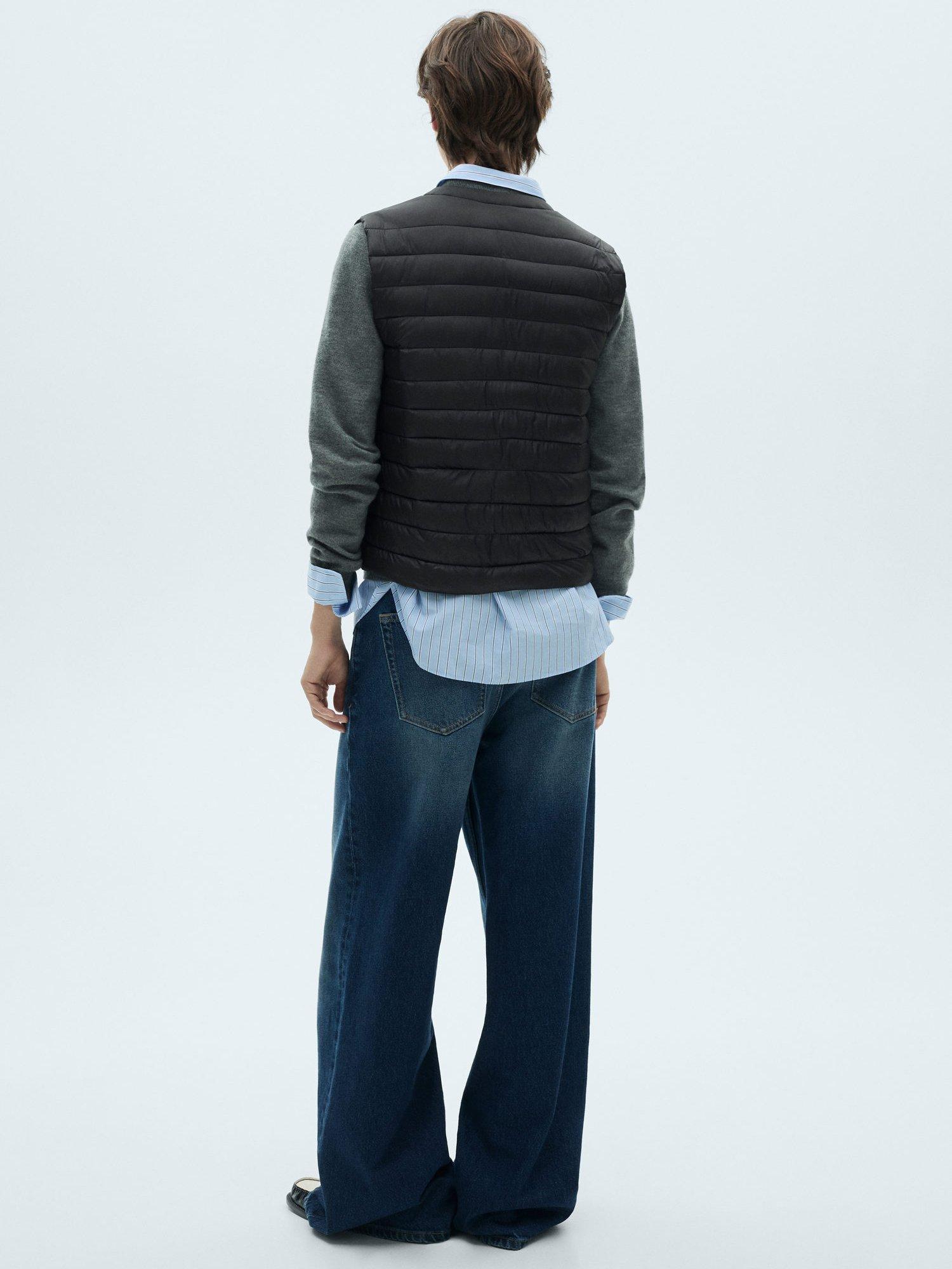 Product image 4 of 7, which shows Mango Blanvest Water Repellent Quilted Gilet, Black, 4XL
