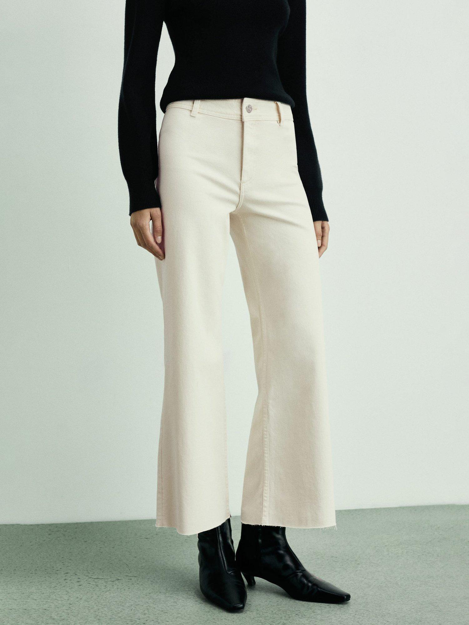 Product image 1 of 7, which shows Mango Catherin High Waist Culotte Jeans, Natural White, 4