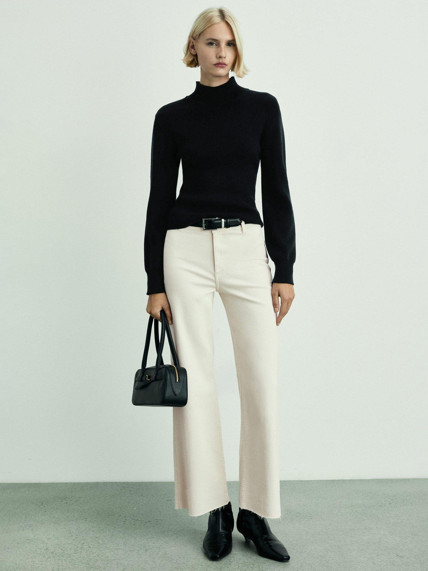 Product image 2 of 7, which shows Mango Catherin High Waist Culotte Jeans, Natural White, 4