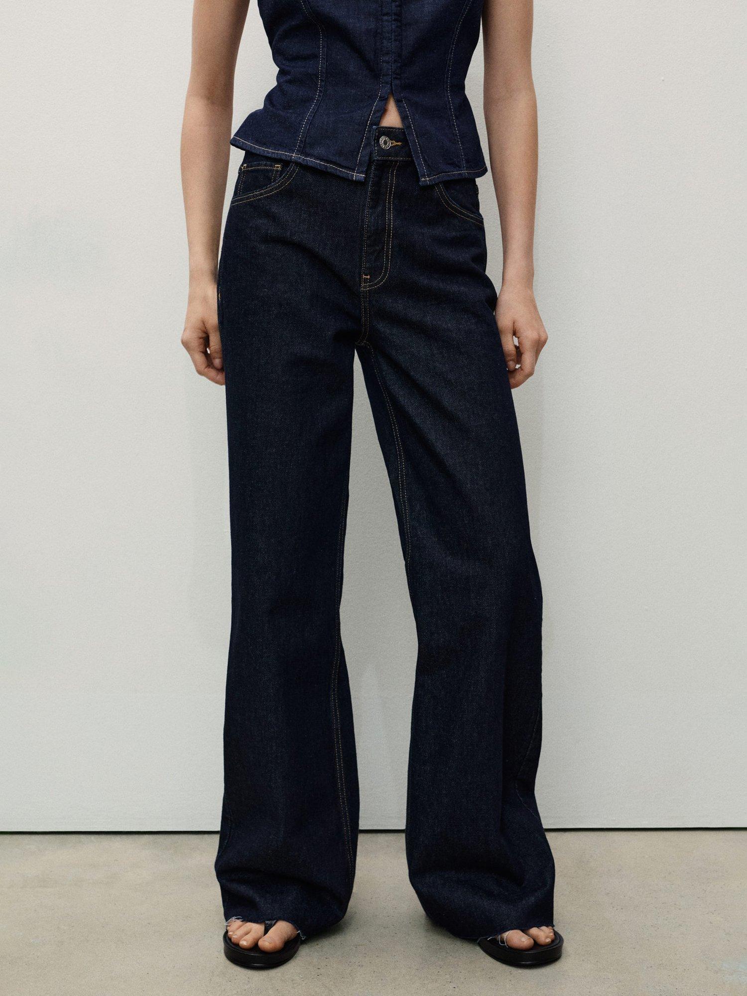 Product image 1 of 8, which shows Mango Danila Wide Leg Jeans, Open Blue, 10