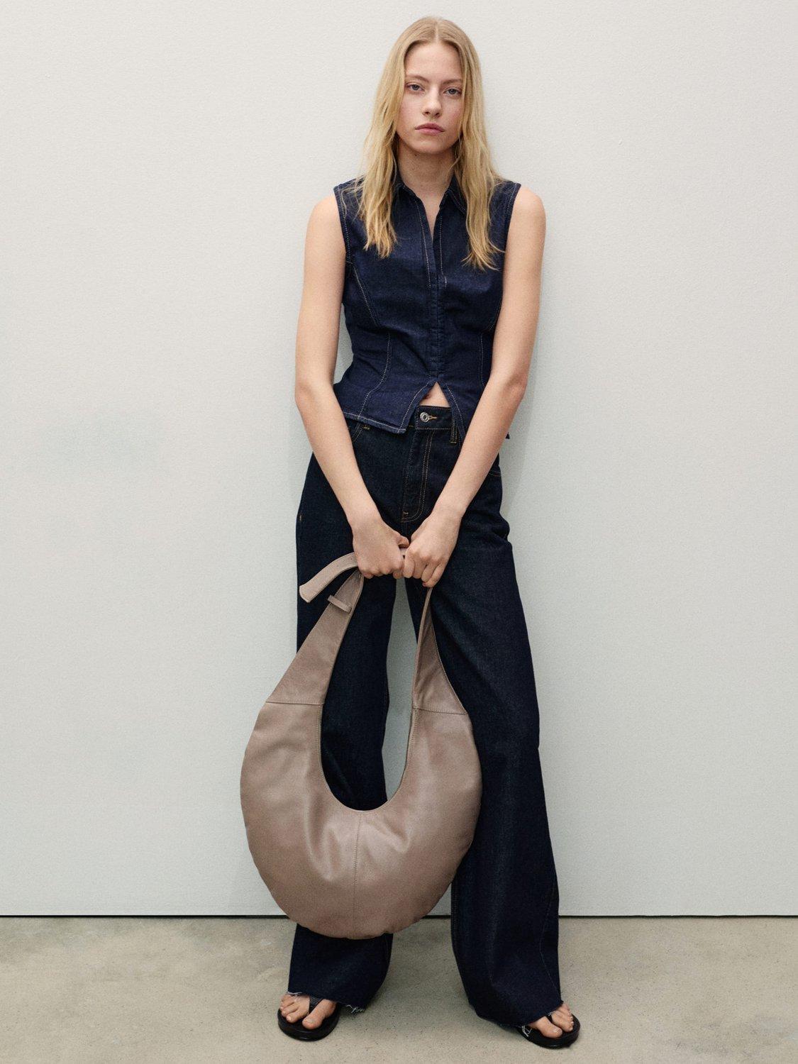 Product image 2 of 8, which shows Mango Danila Wide Leg Jeans, Open Blue, 10