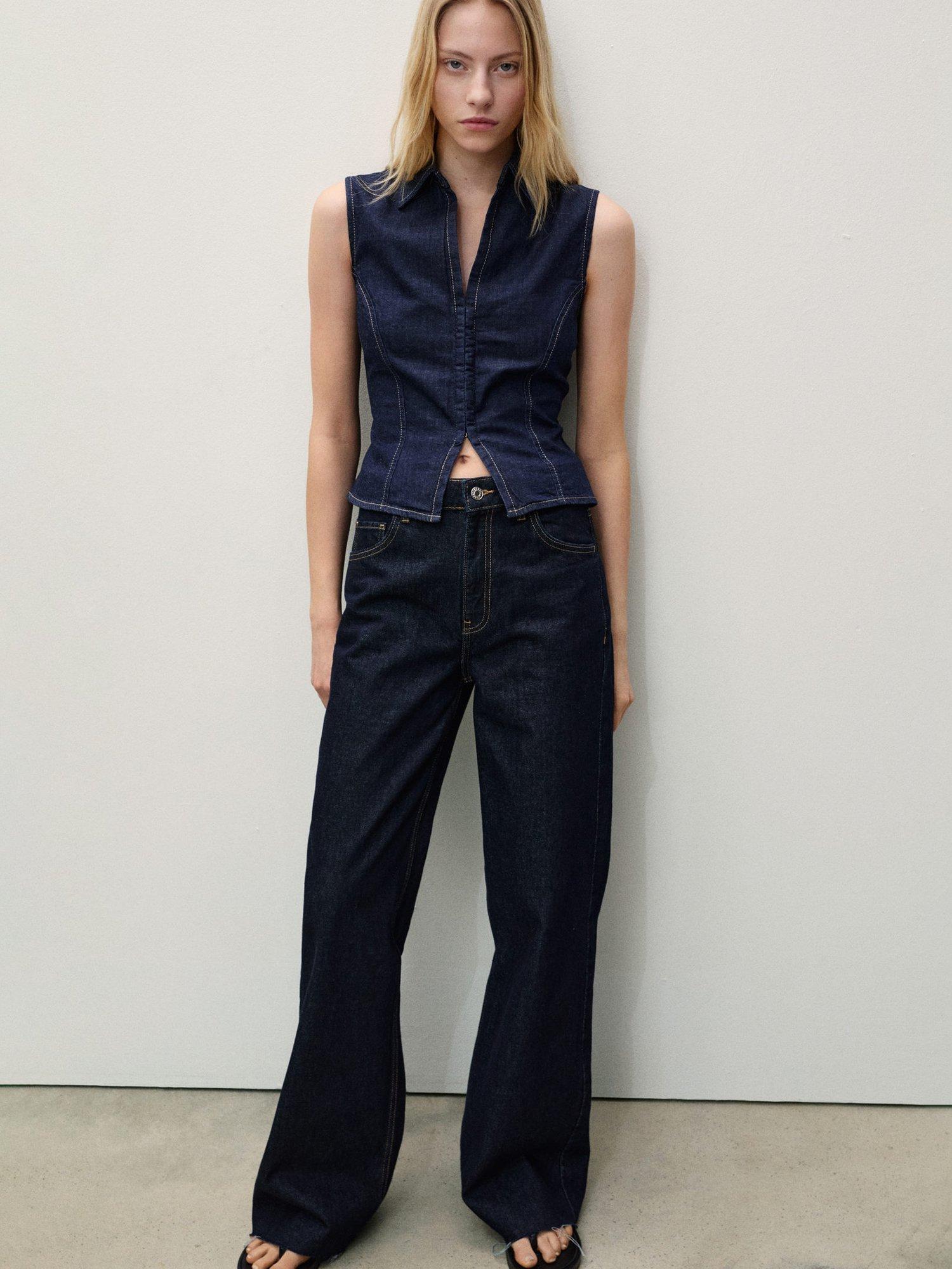 Product image 6 of 8, which shows Mango Danila Wide Leg Jeans, Open Blue, 10