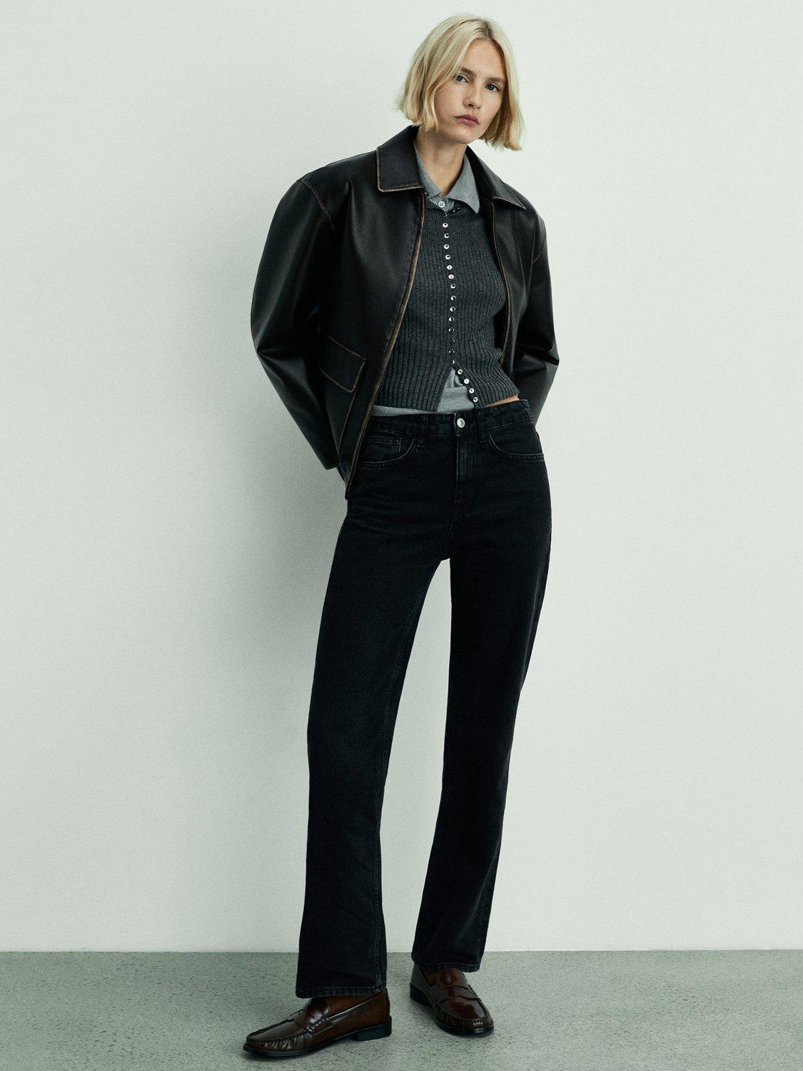Product image 2 of 8, which shows Mango Matilda Straight Jeans, Open Grey, 4