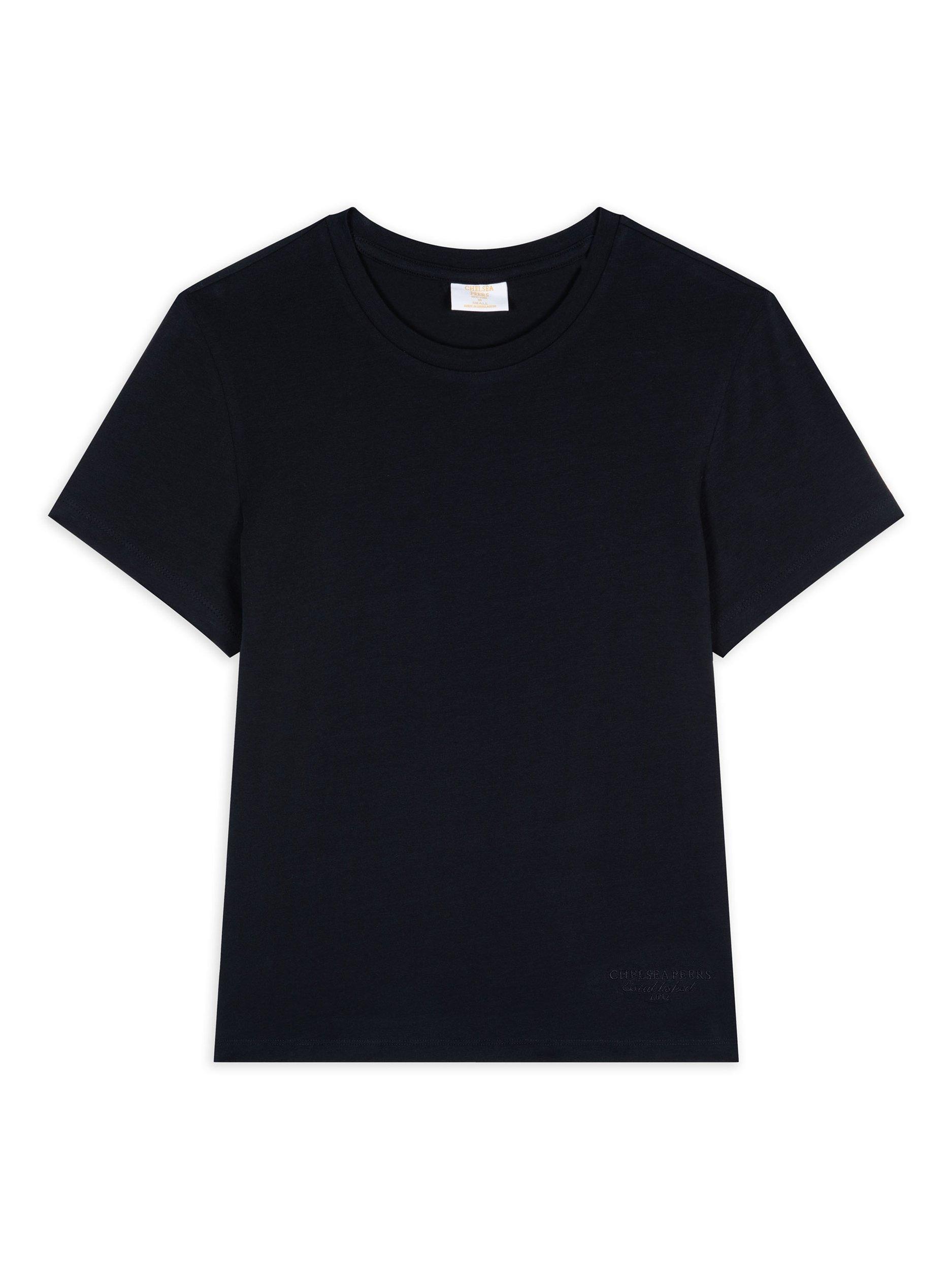 Product image 1 of 3, which shows Chelsea Peers Mini Logo Organic Cotton Rich T-Shirt, Black, 18