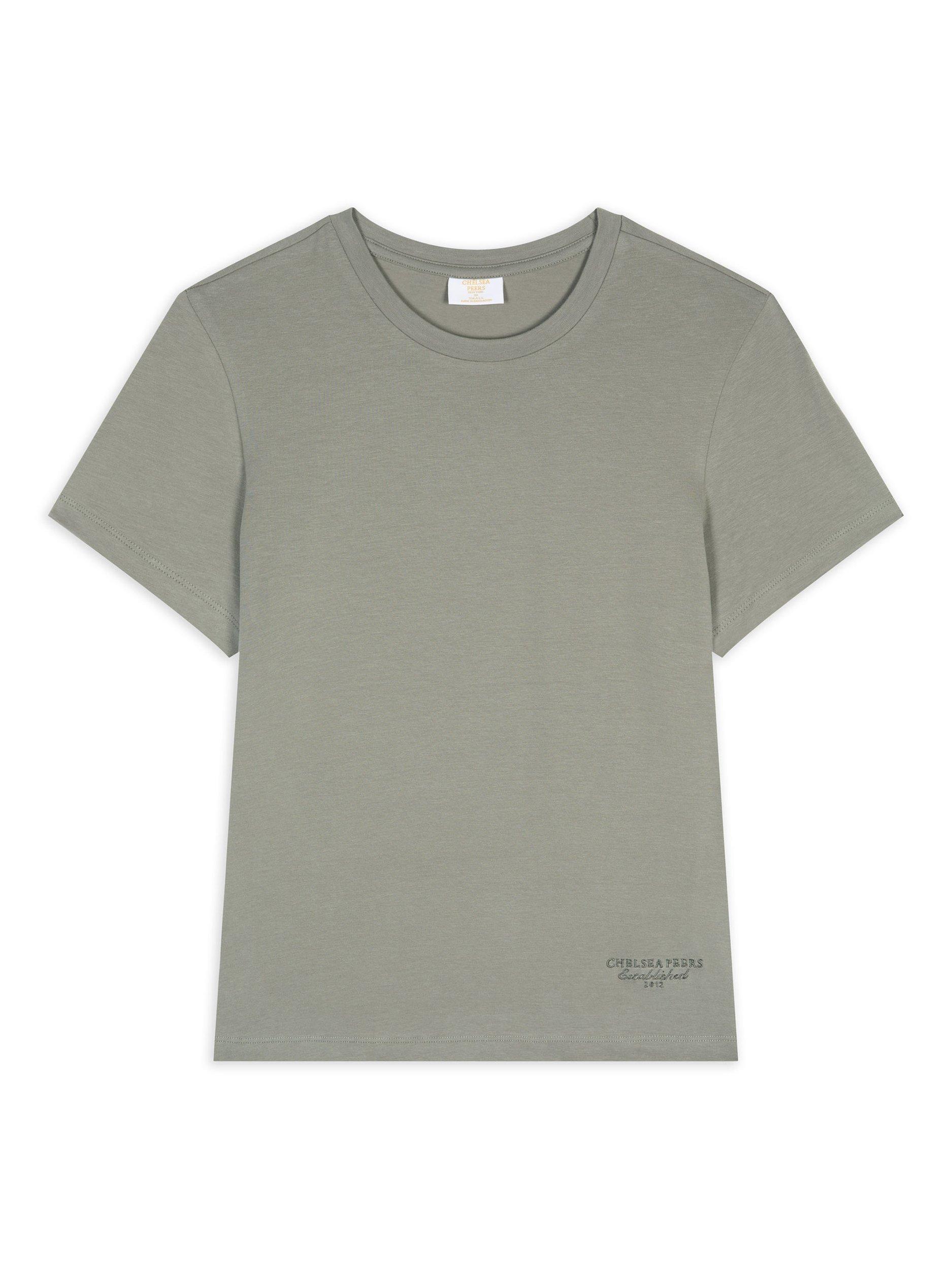 Product image 1 of 4, which shows Chelsea Peers Mini Logo Organic Cotton Rich T-Shirt, Green, 6