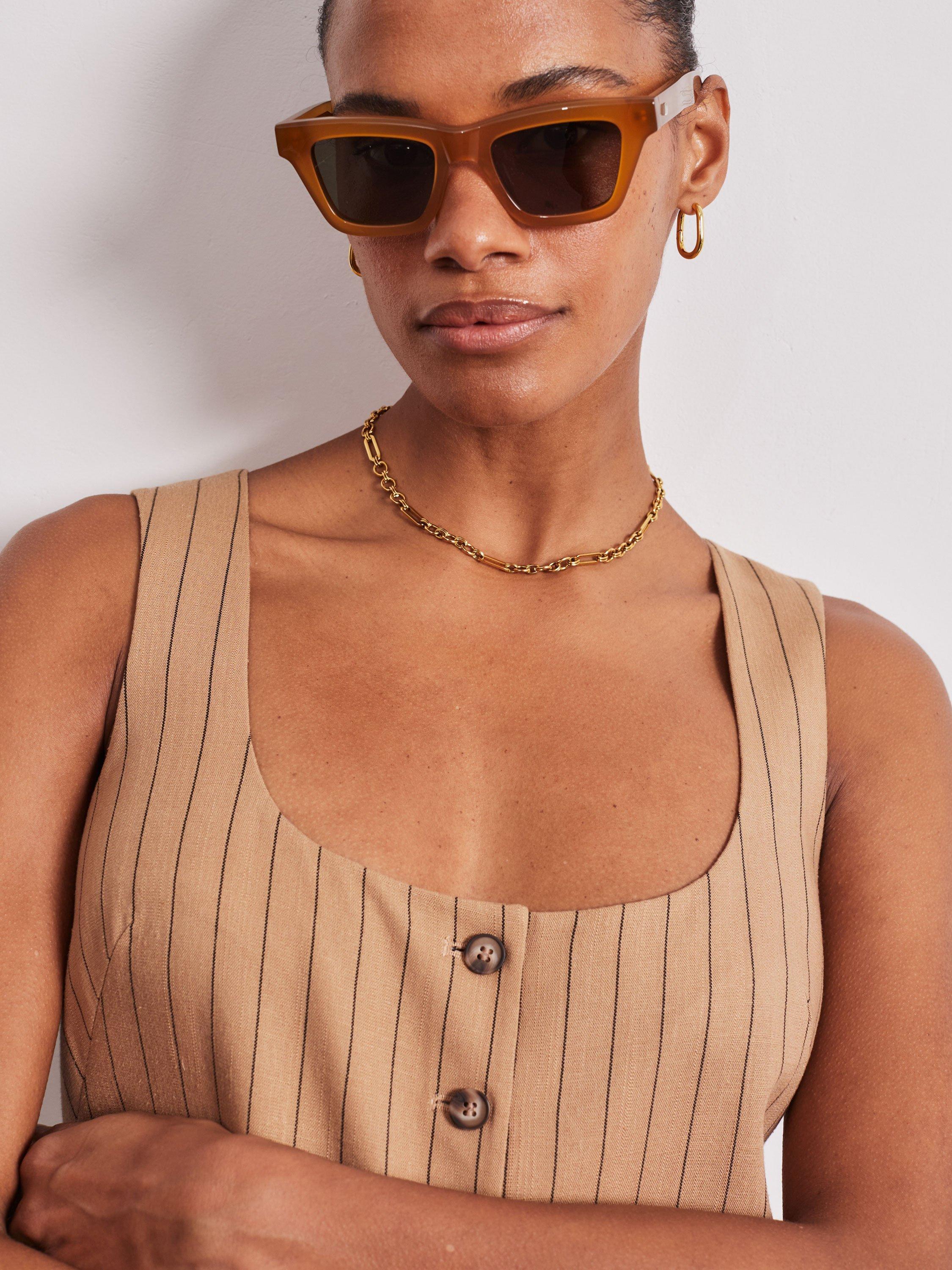 Product image 5 of 5, which shows VIVERE Isabella Pinstripe Waistcoat, Beige, 6