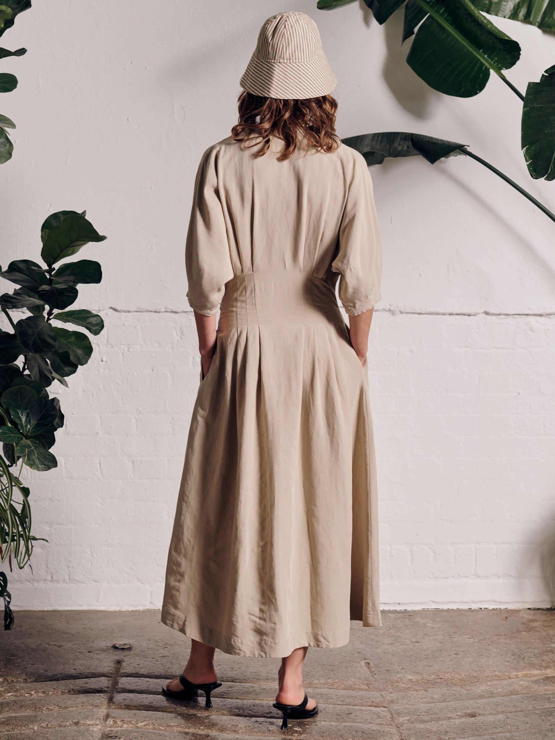 Product image 4 of 4, which shows VIVERE Nova Nipped Waist Shirt Dress, Camel, 6