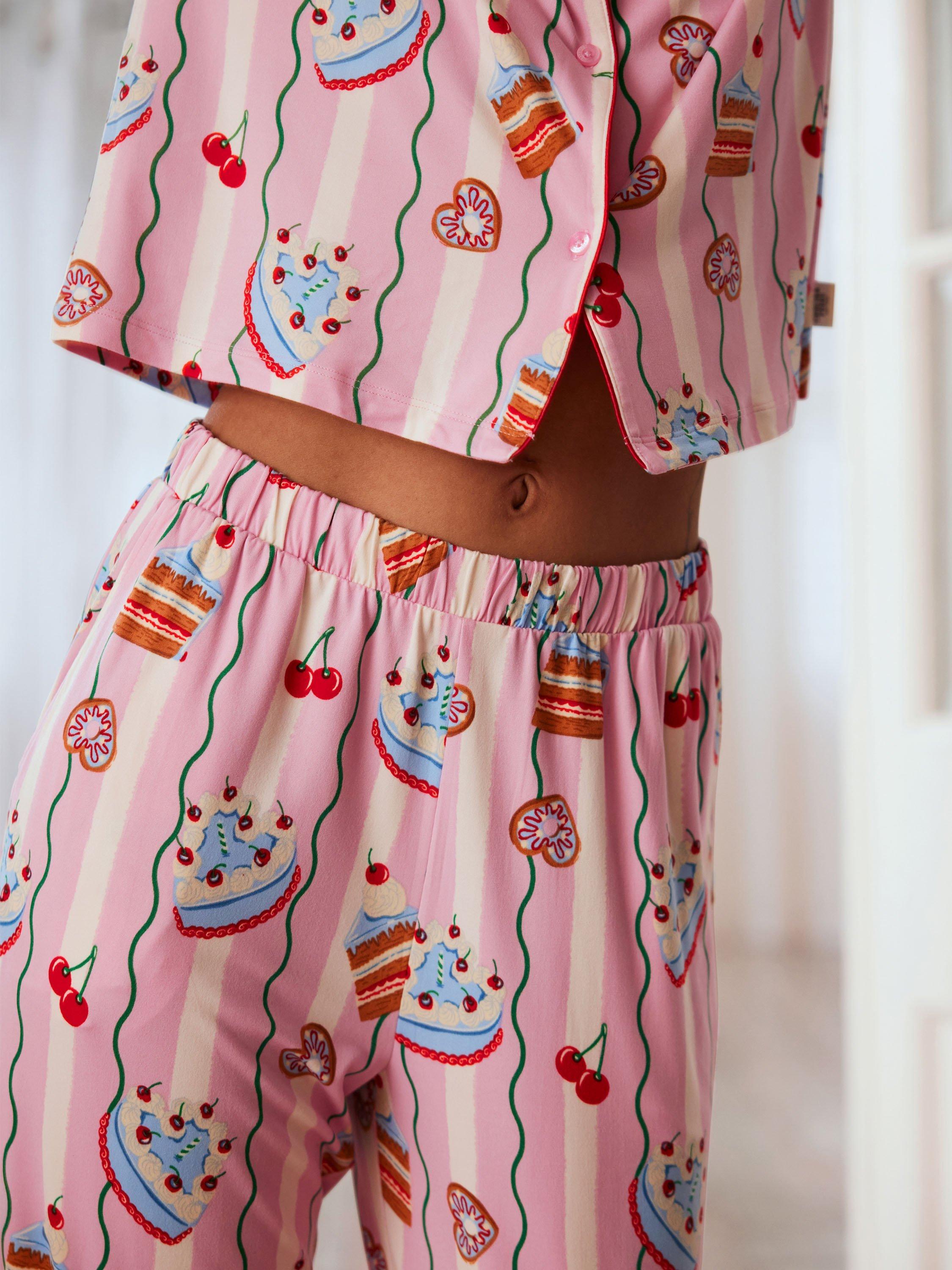 Product image 3 of 5, which shows Chelsea Peers Cake Print Pyjama Set, Pink, 18