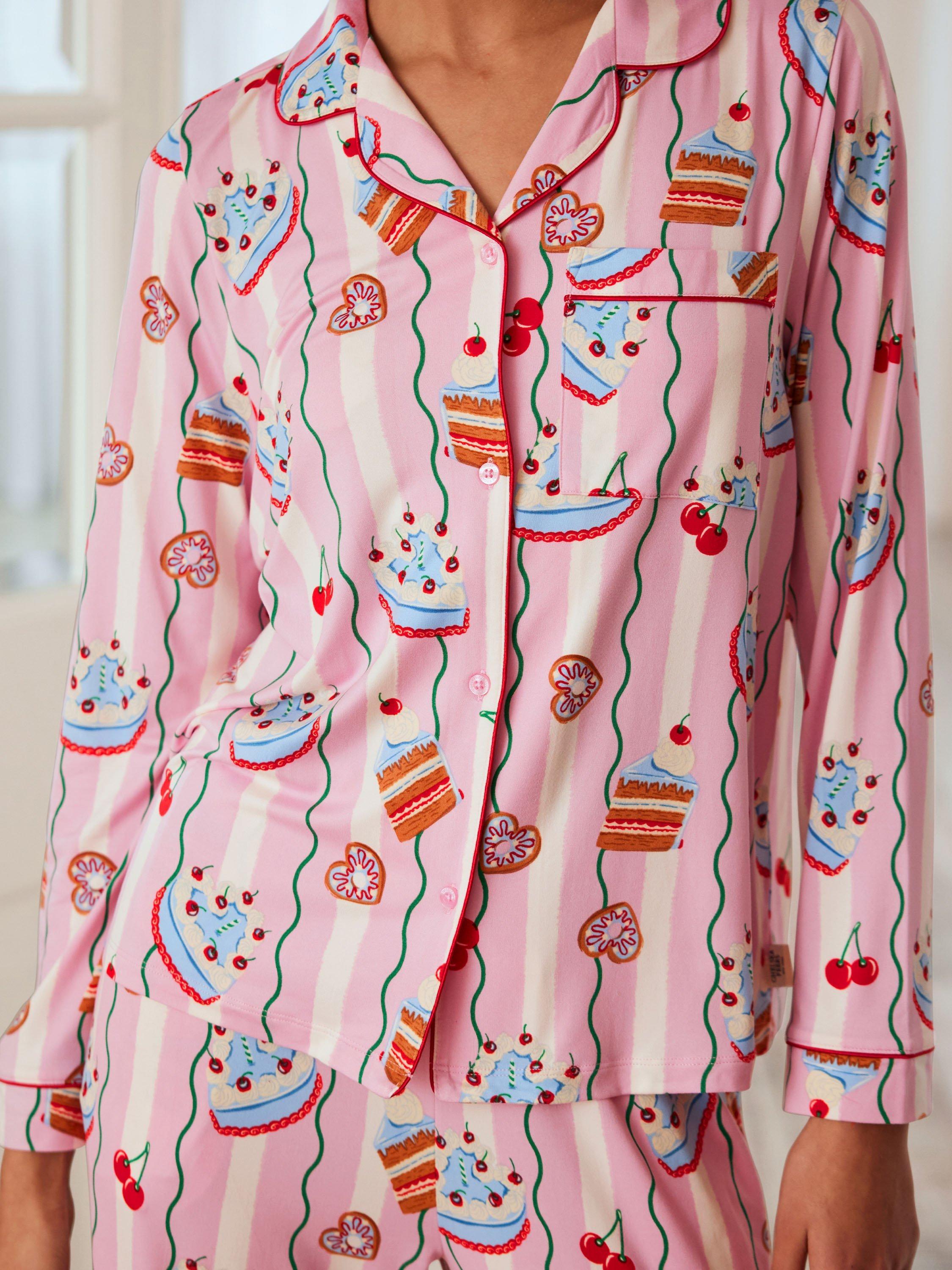 Product image 5 of 5, which shows Chelsea Peers Cake Print Pyjama Set, Pink, 18