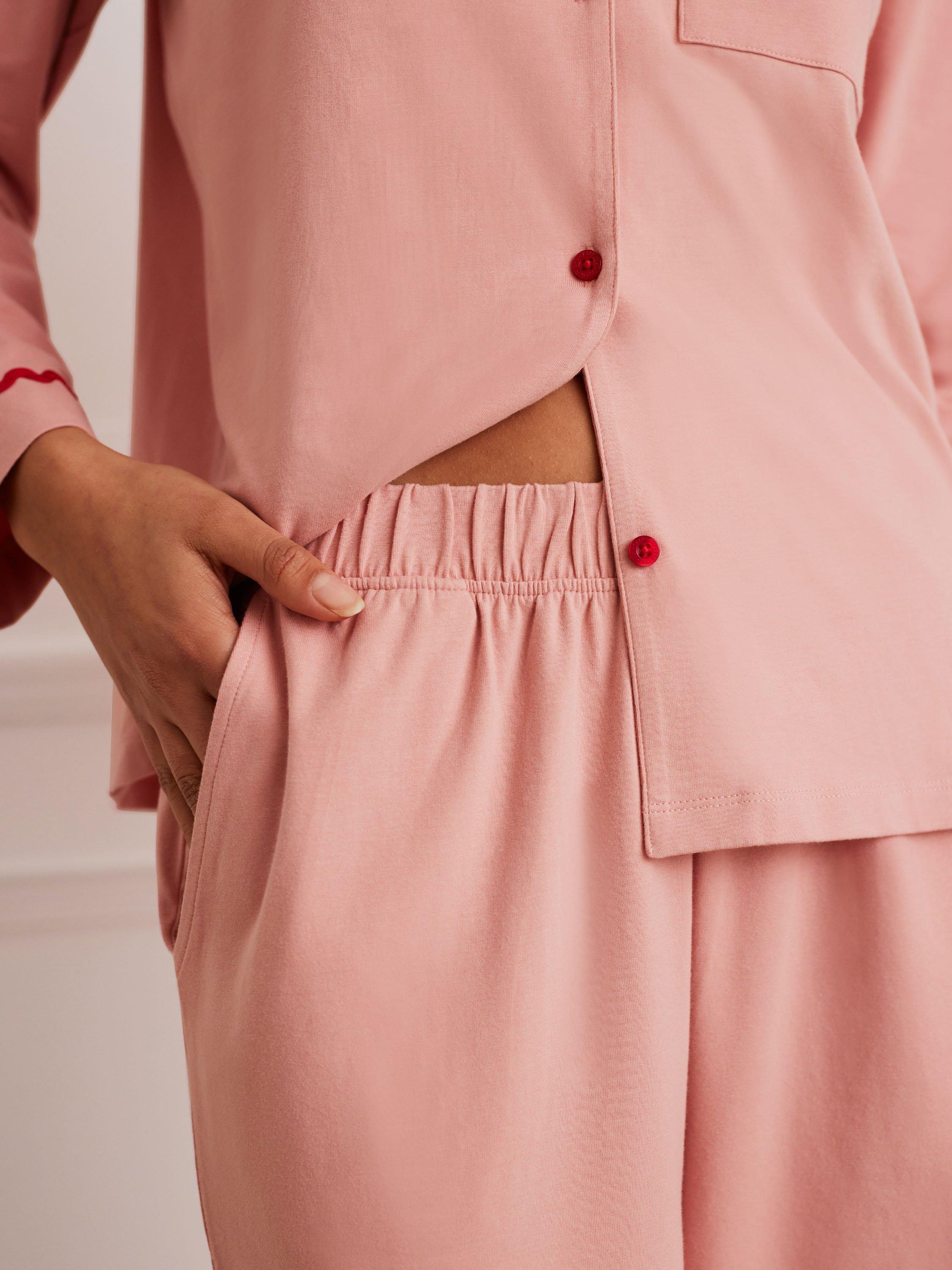 Product image 3 of 6, which shows Chelsea Peers Good Morning Organic Cotton Rich Pyjama Set, Pink, 6