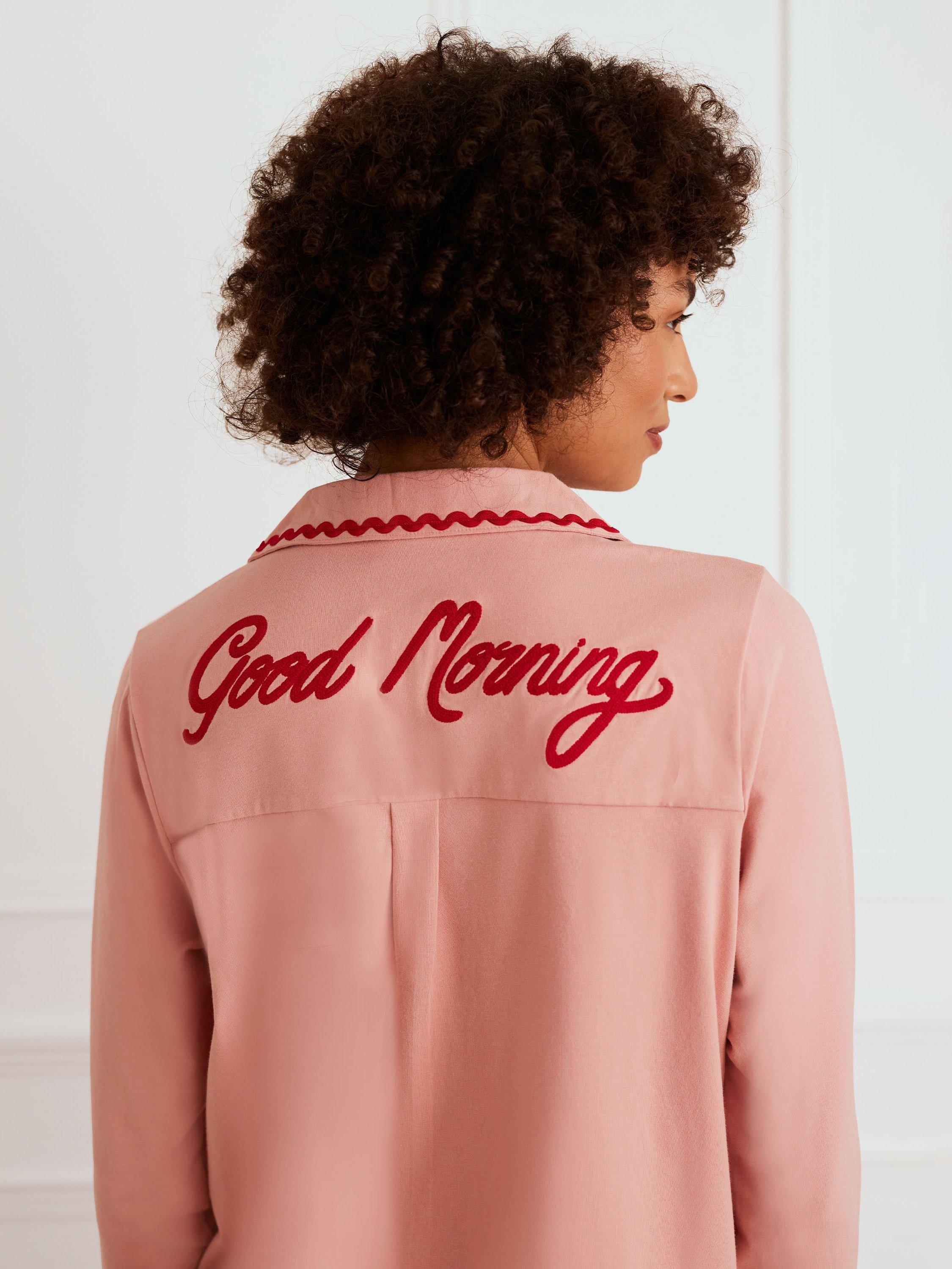 Product image 6 of 6, which shows Chelsea Peers Good Morning Organic Cotton Rich Pyjama Set, Pink, 6