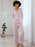 Chelsea Peers Wavy Stripe Heart Pyjama Set, White