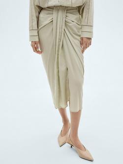 Mango Daina Drape Front Skirt, Aqua Green, Aqua Green