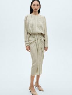 Mango Daina Drape Front Skirt, Aqua Green - view 2, Aqua Green