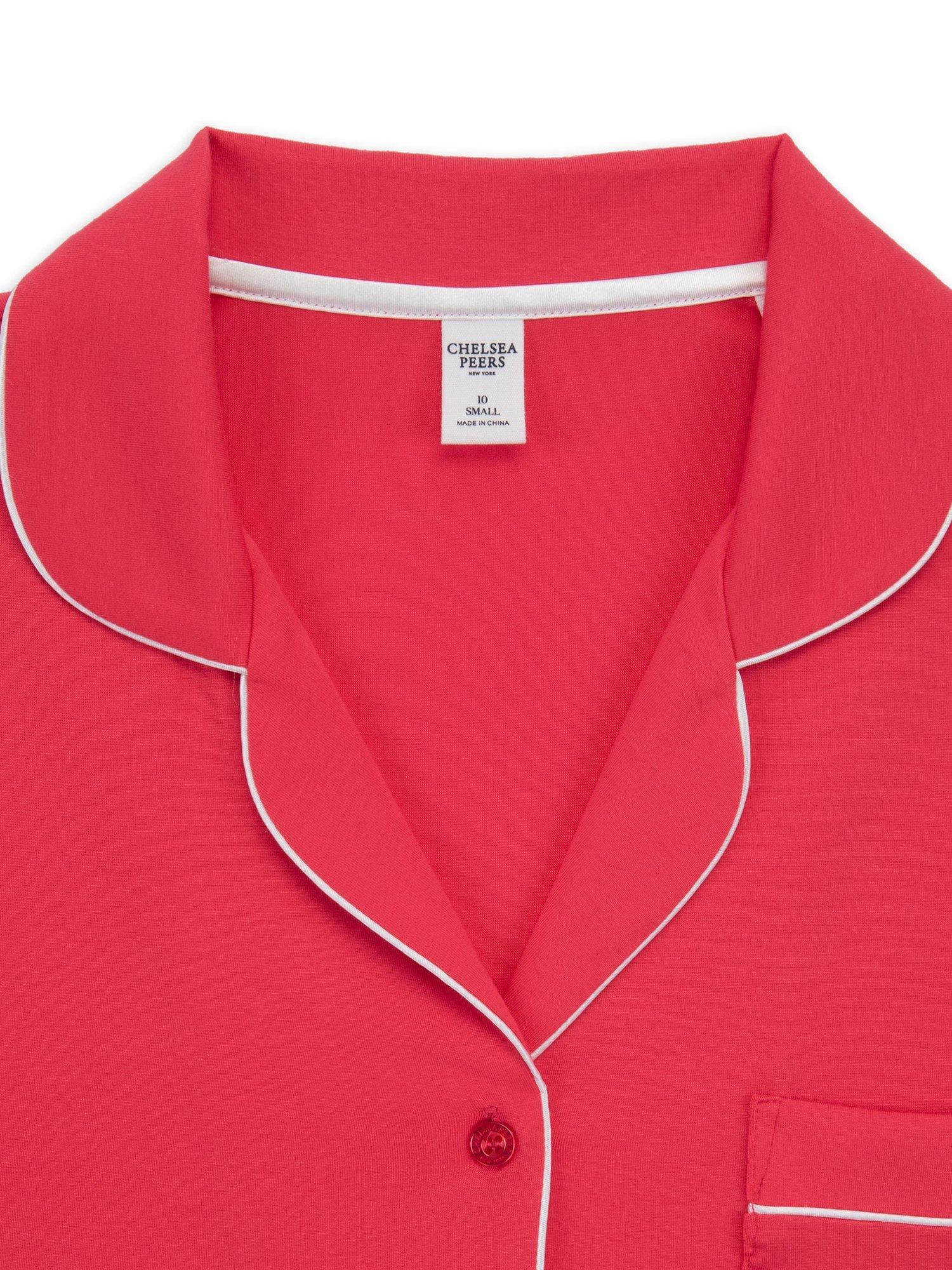 Product image 3 of 3, which shows Chelsea Peers Button Up Shorty Pyjama Set, Bright Pink, 6