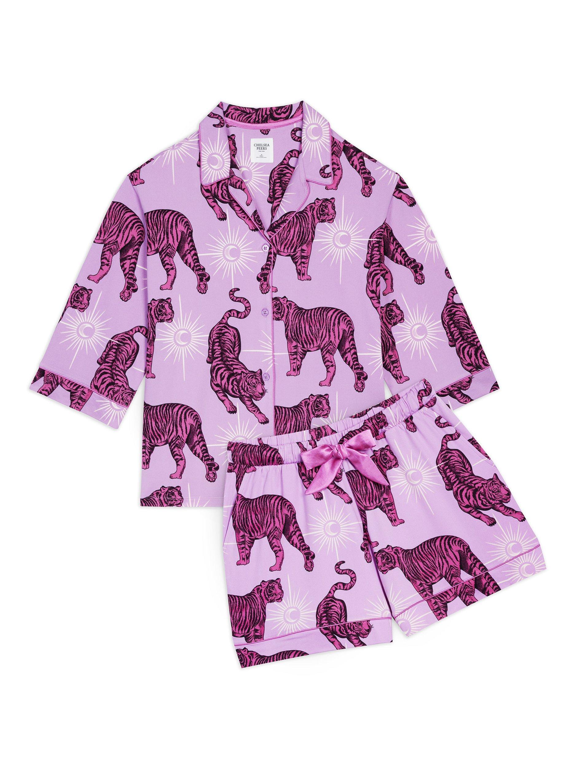 Product image 2 of 3, which shows Chelsea Peers Mystic Tiger Shorty Pyjama Set, Lilac, 18