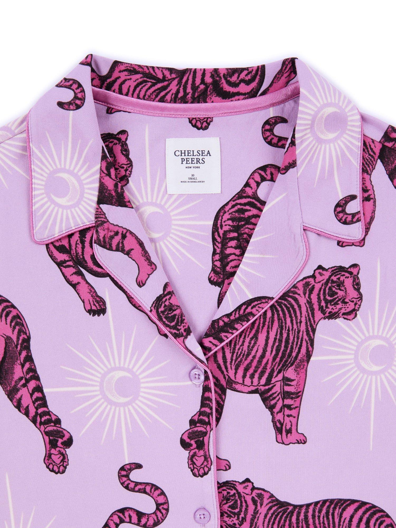 Product image 3 of 3, which shows Chelsea Peers Mystic Tiger Shorty Pyjama Set, Lilac, 18