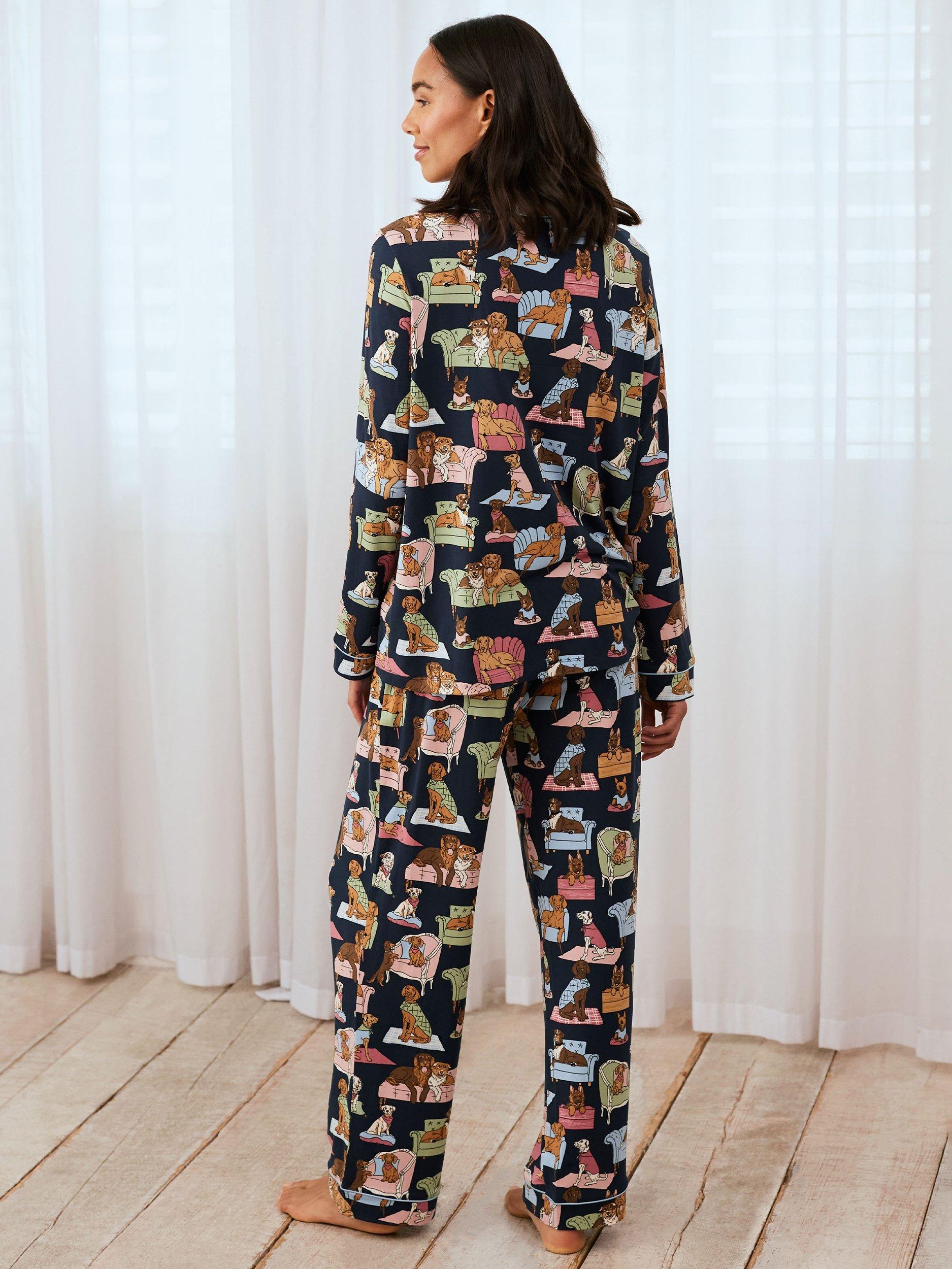 Product image 4 of 5, which shows Chelsea Peers Dogs Night In Maternity Pyjama Set, Navy, 6