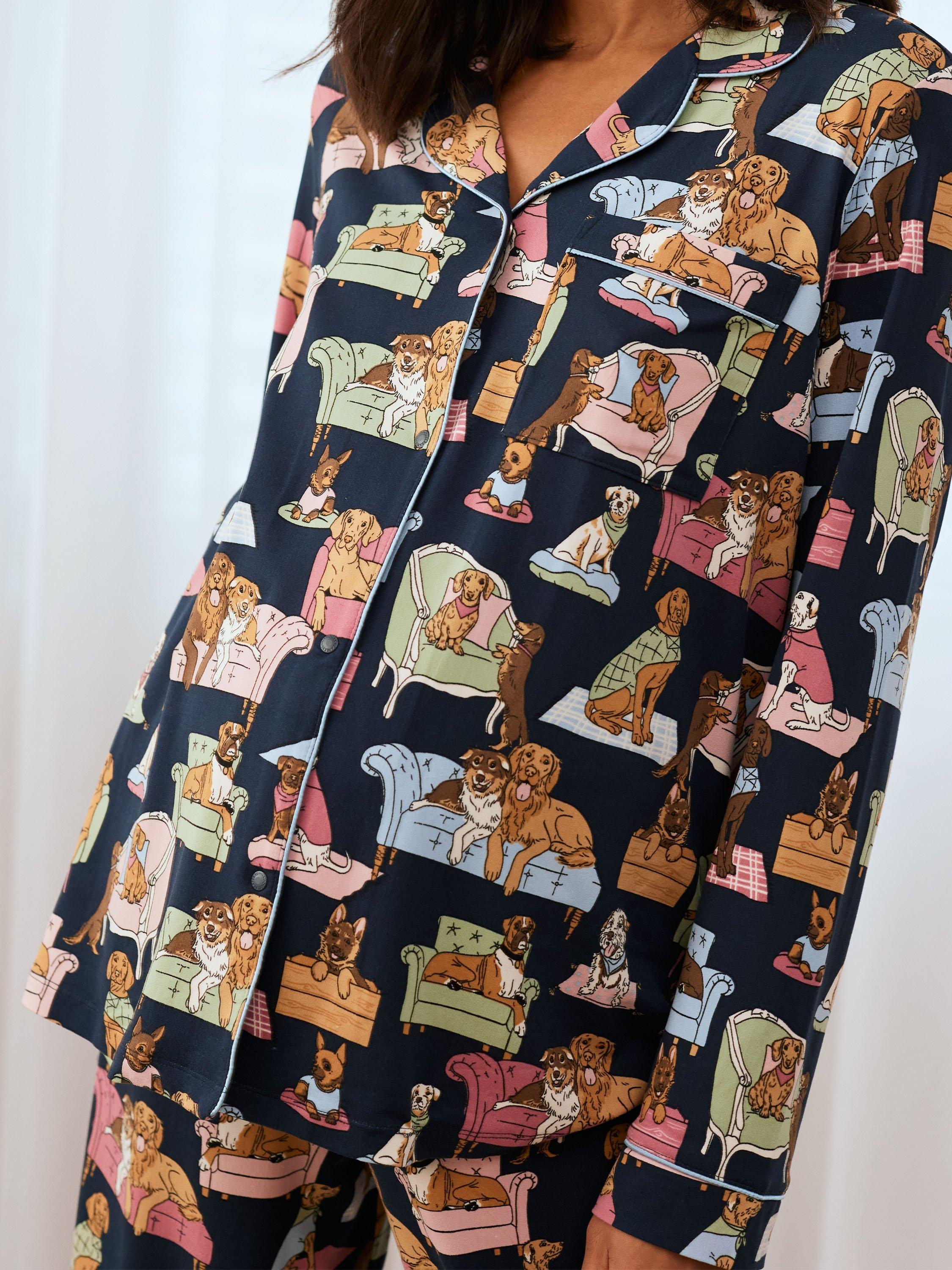 Product image 5 of 5, which shows Chelsea Peers Dogs Night In Maternity Pyjama Set, Navy, 6