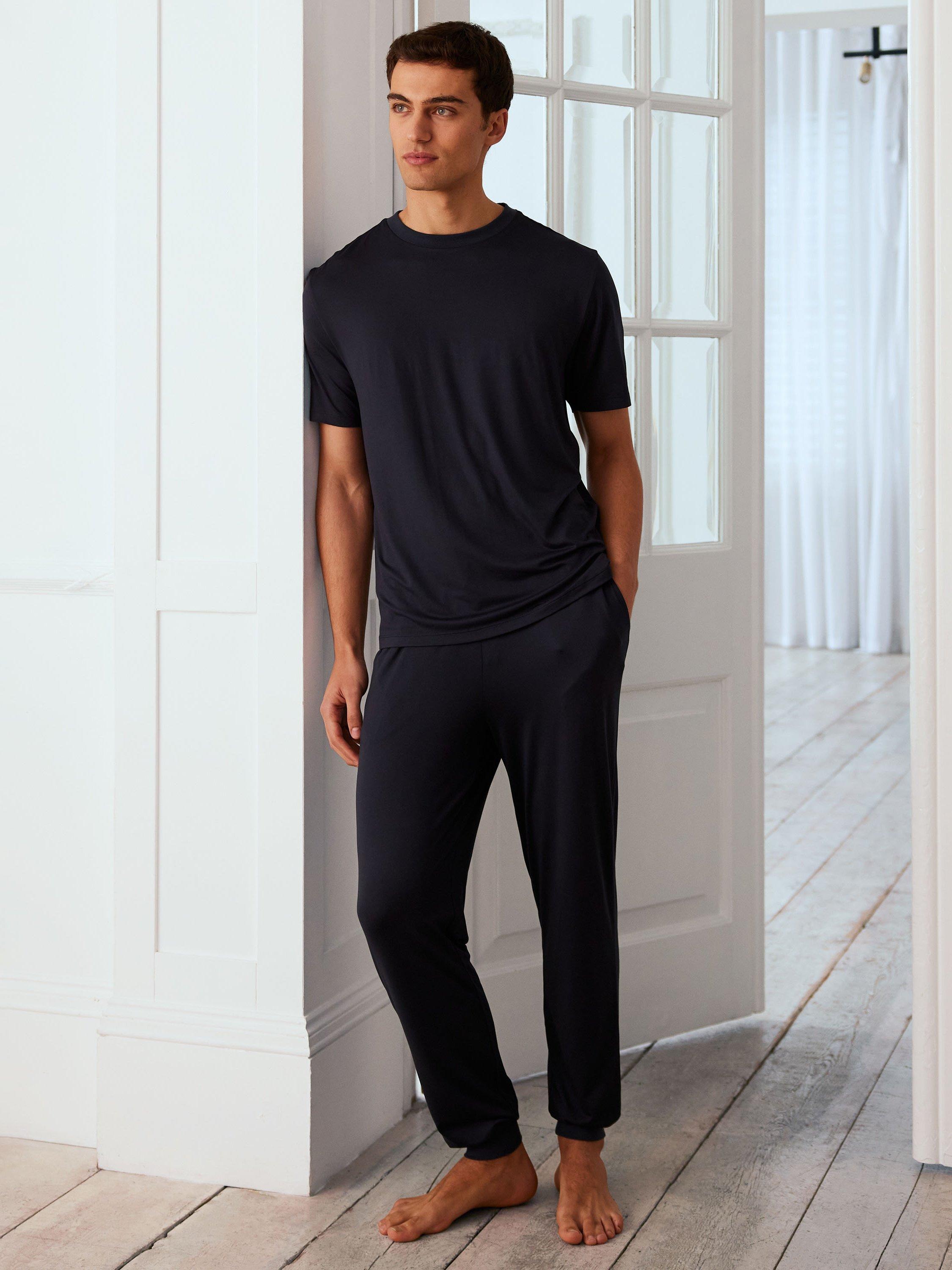 Product image 1 of 4, which shows Chelsea Peers Crew Neck T-Shirt & Bottoms Pyjama Set, Navy, XXXL