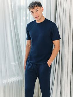 Chelsea Peers Crew Neck T-Shirt & Bottoms Pyjama Set, Navy - view 2, Navy