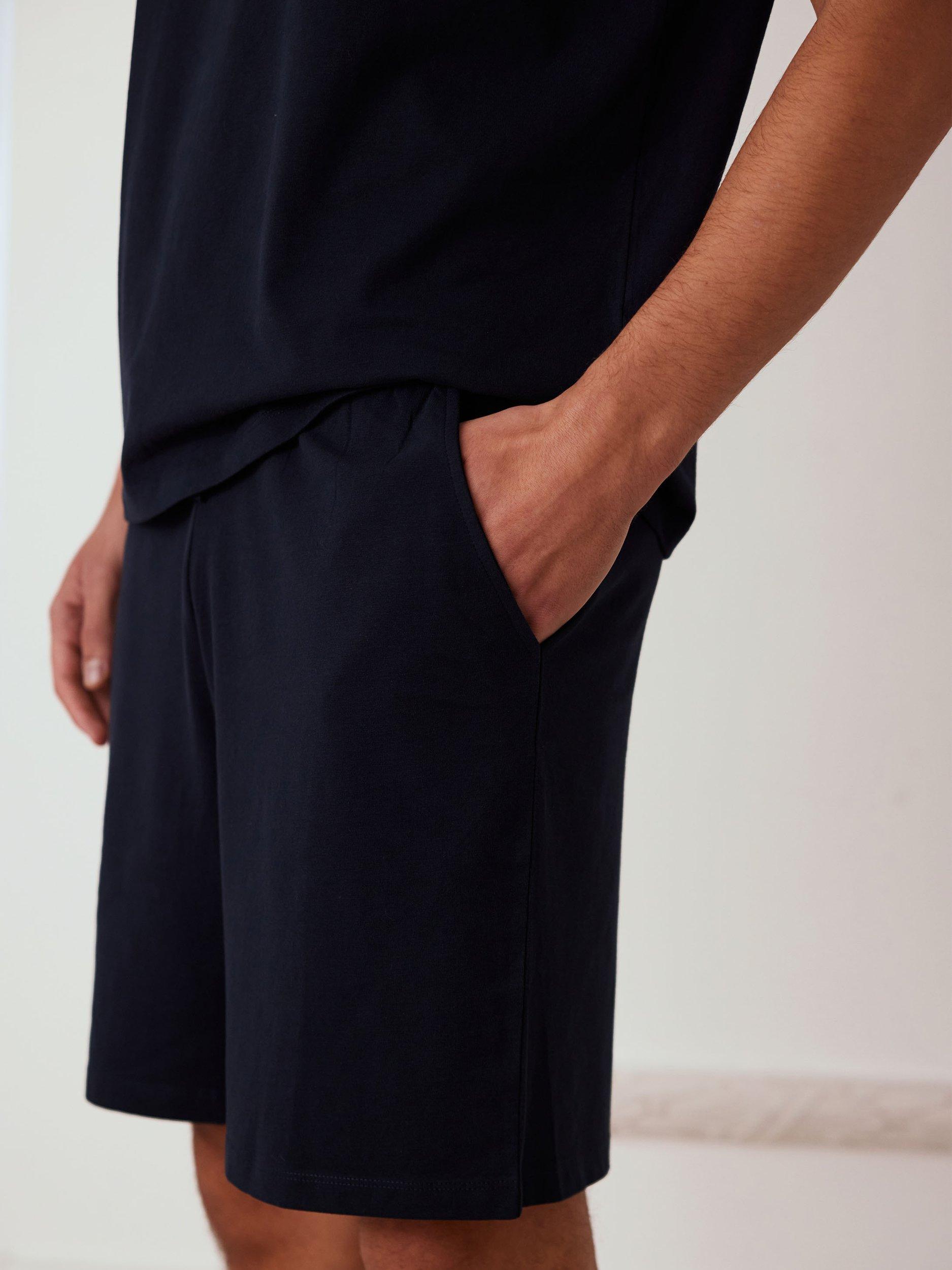 Product image 6 of 6, which shows Chelsea Peers Organic Cotton Short Pyjama Set, Navy, S