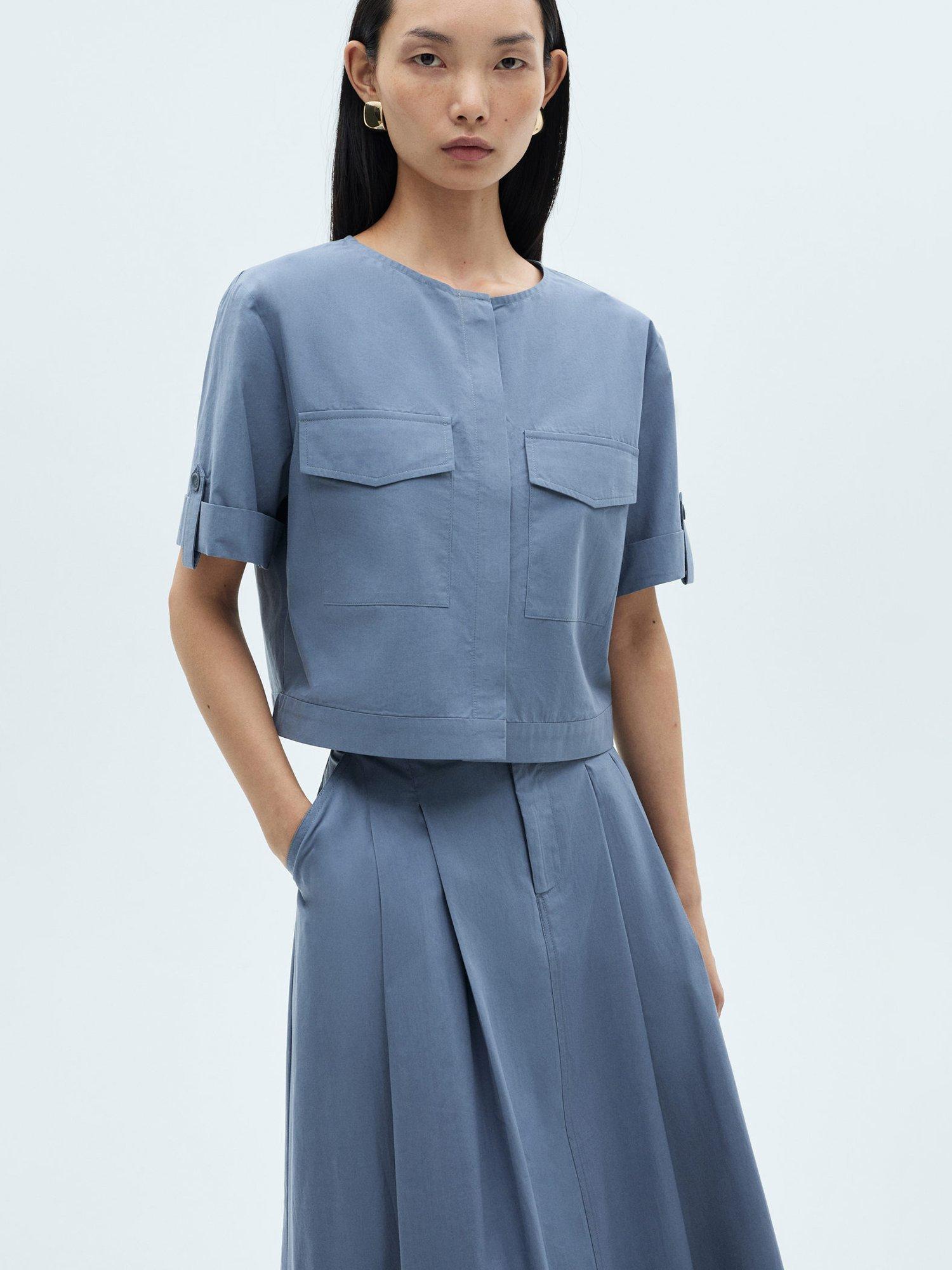Mango Allegra Pocket Shirt, Blue