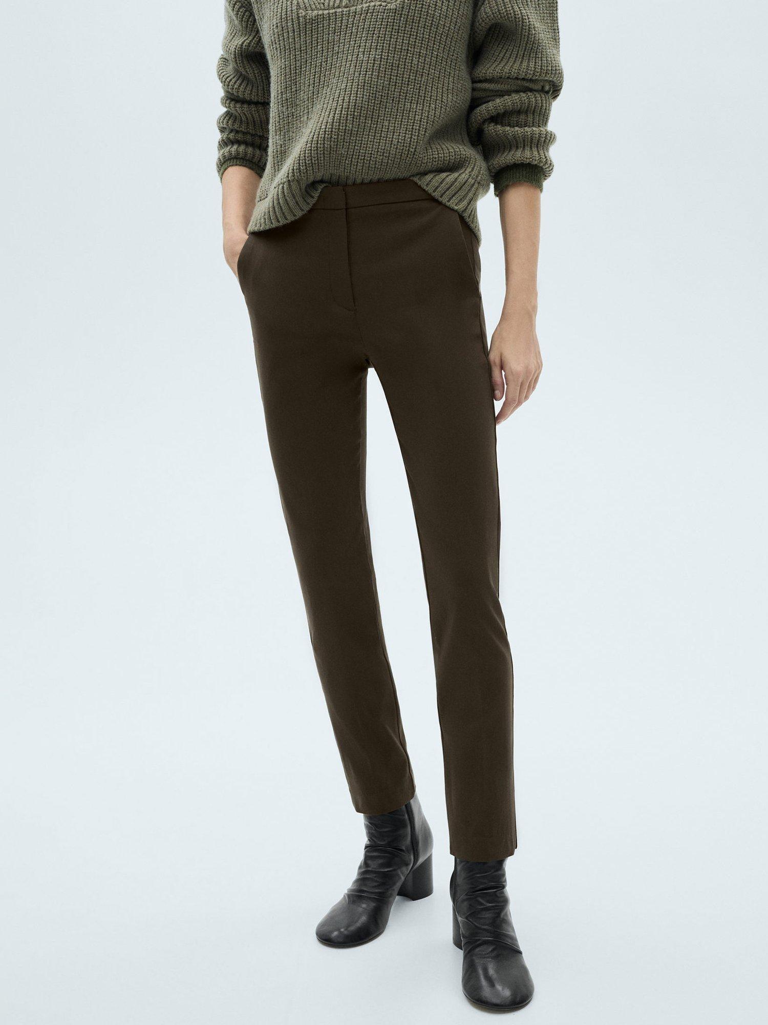 Product image 1 of 7, which shows Mango Cola Skinny Cropped Trousers, Khaki, 6