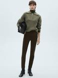 Mango Cola Skinny Cropped Trousers, Khaki