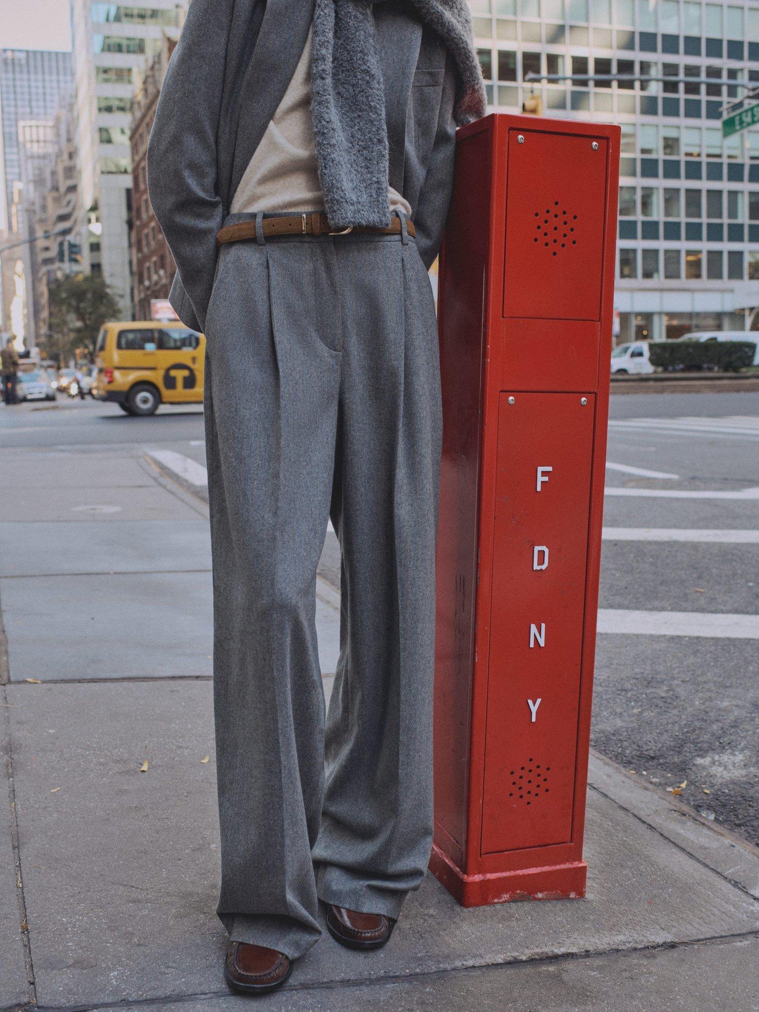 Product image 1 of 6, which shows Mango Norway Wool Blend Tailored Trousers, Grey, 10