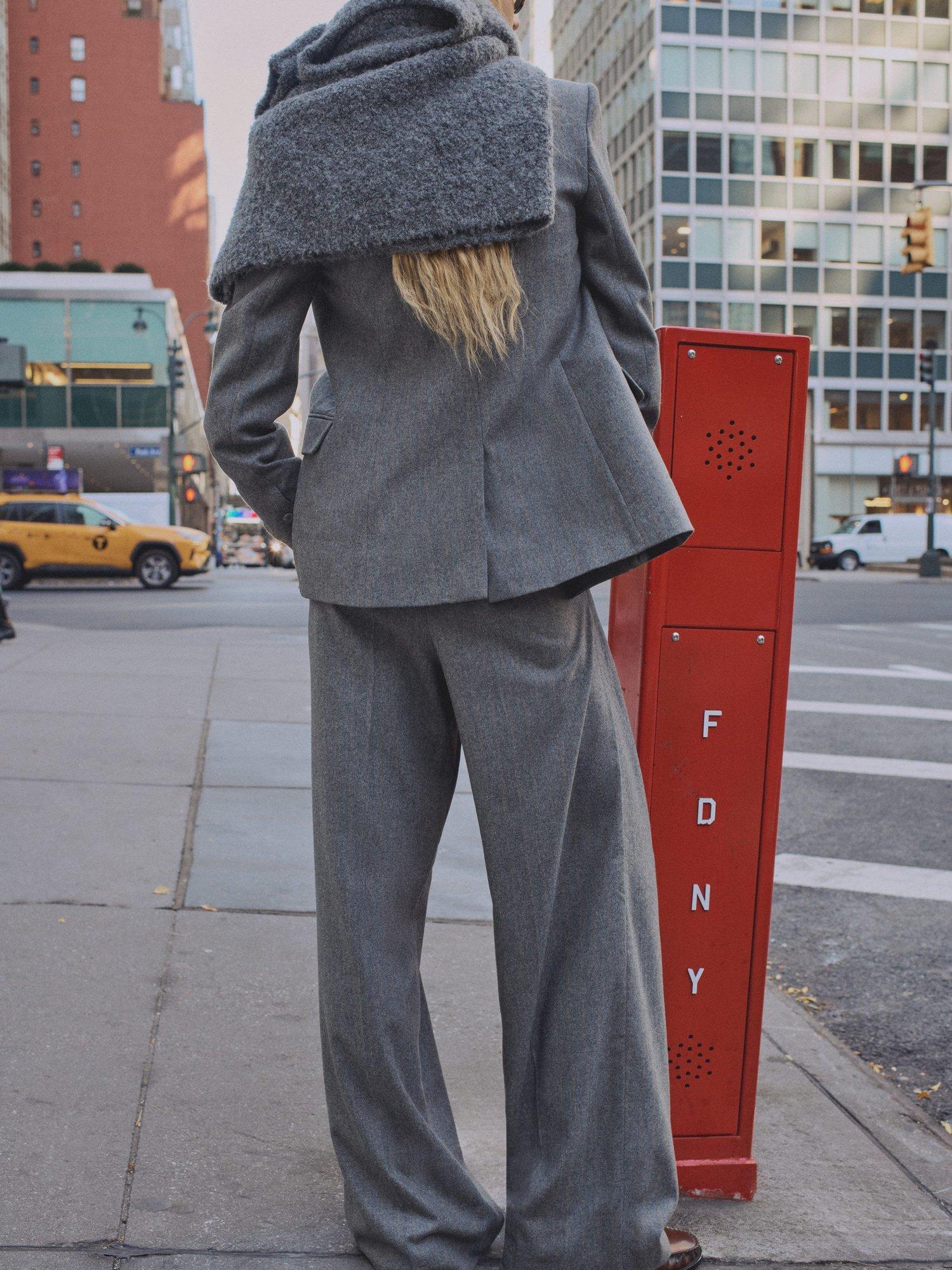 Product image 4 of 6, which shows Mango Norway Wool Blend Tailored Trousers, Grey, 10