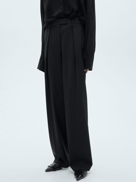 Mango Tom Wool Blend Tailored Trousers, Charcoal, Charcoal