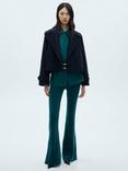Mango Victoria Knitted Flared Trousers, Dark Blue
