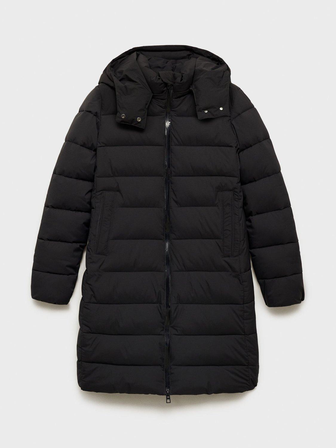 Product image 3 of 8, which shows Mango Bego Water Repellent Quilted Coat, Black, XXXL
