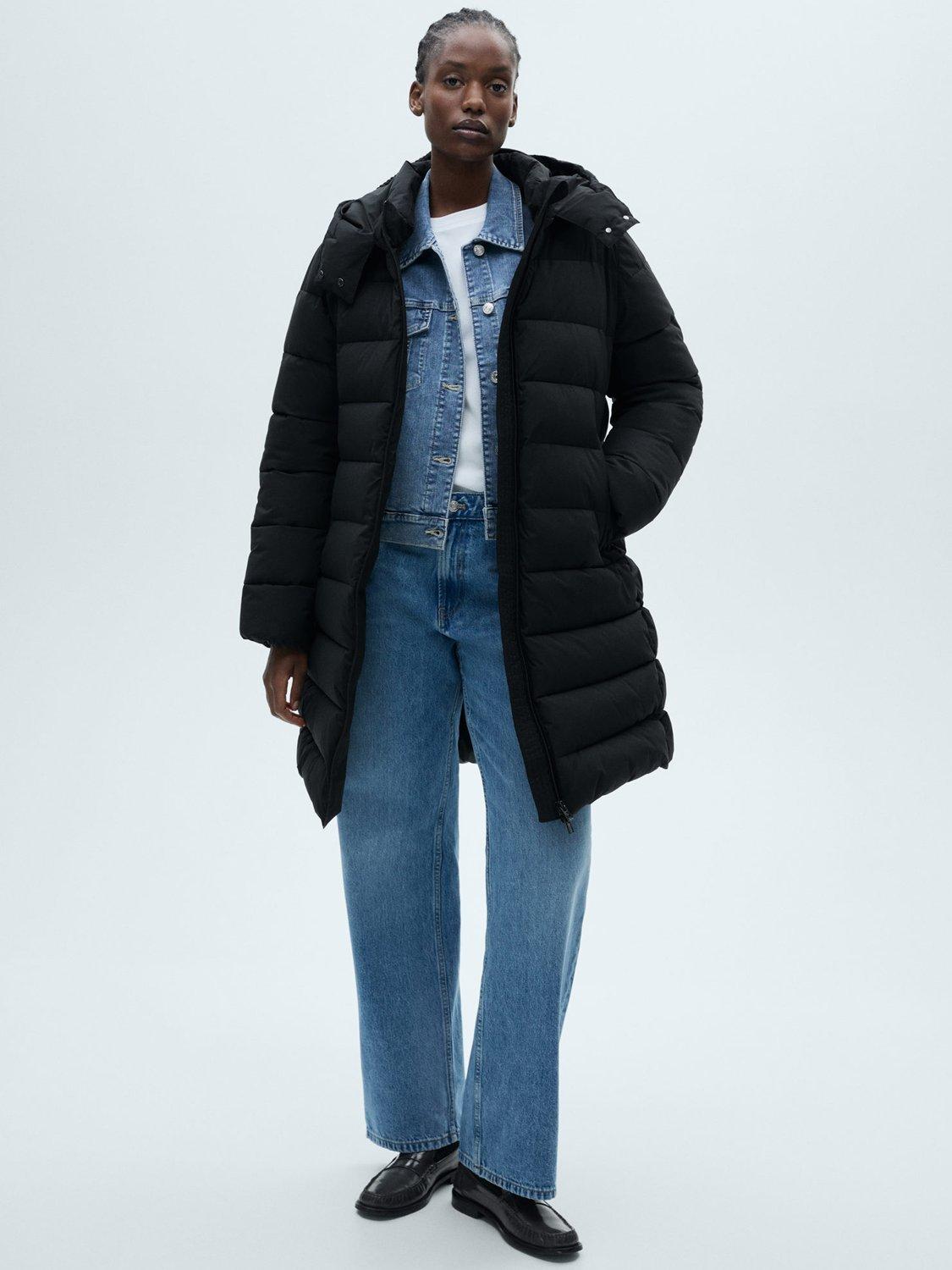 Product image 7 of 8, which shows Mango Bego Water Repellent Quilted Coat, Black, XXXL
